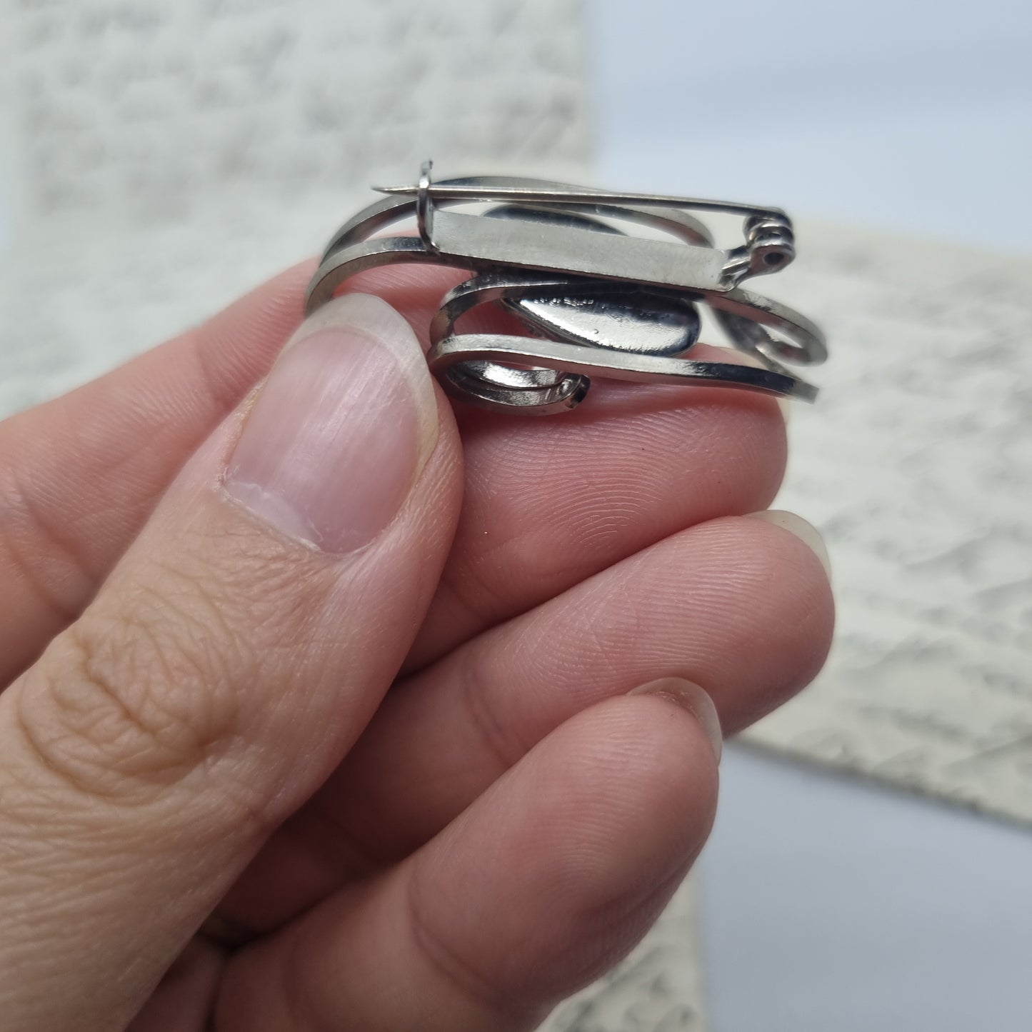 Einzigartige Vintage Brosche Antik 50er Jahre Art Jugendstil Silber Rot