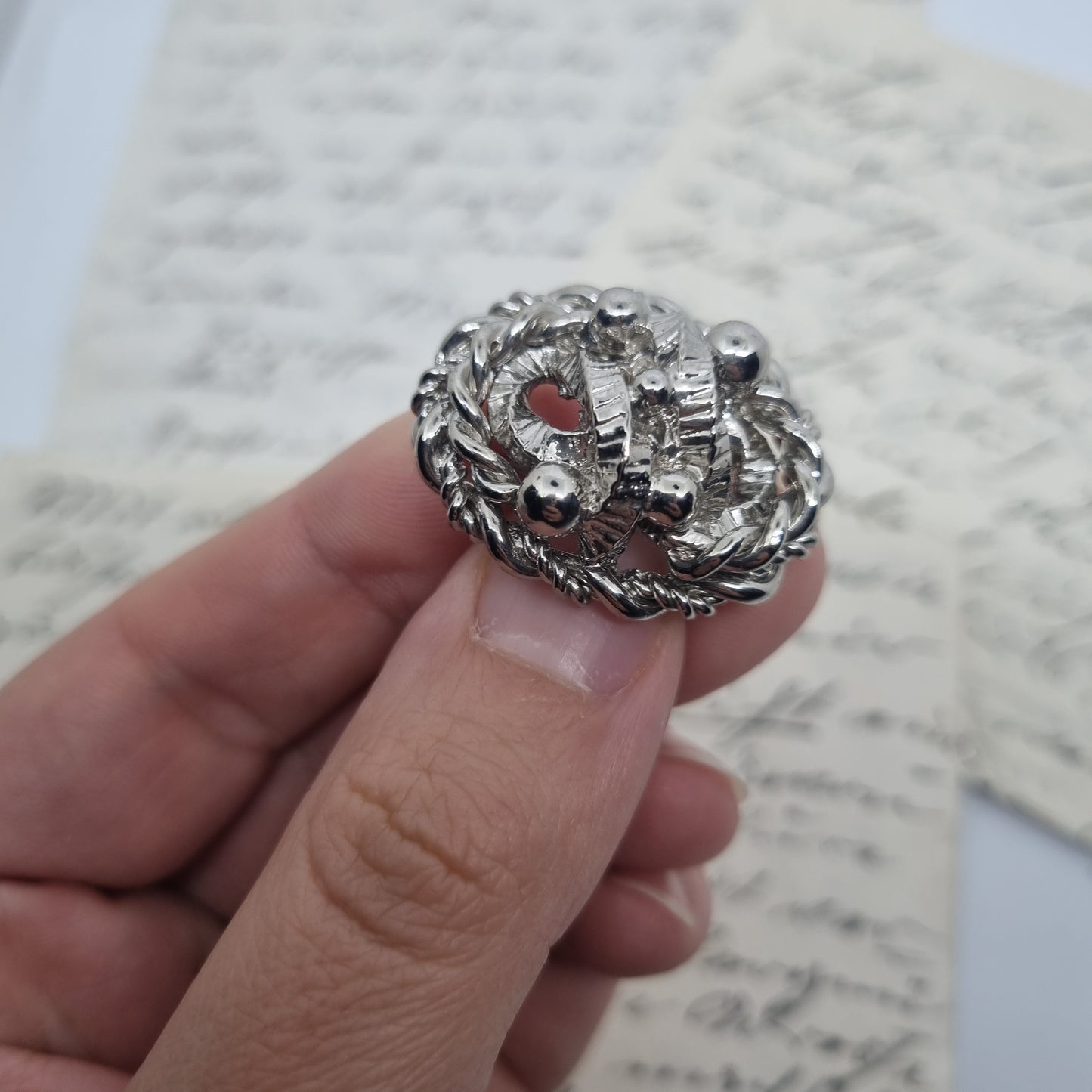 Einzigartige Vintage Brosche Antik 50er Jahre Art Jugendstil Silber