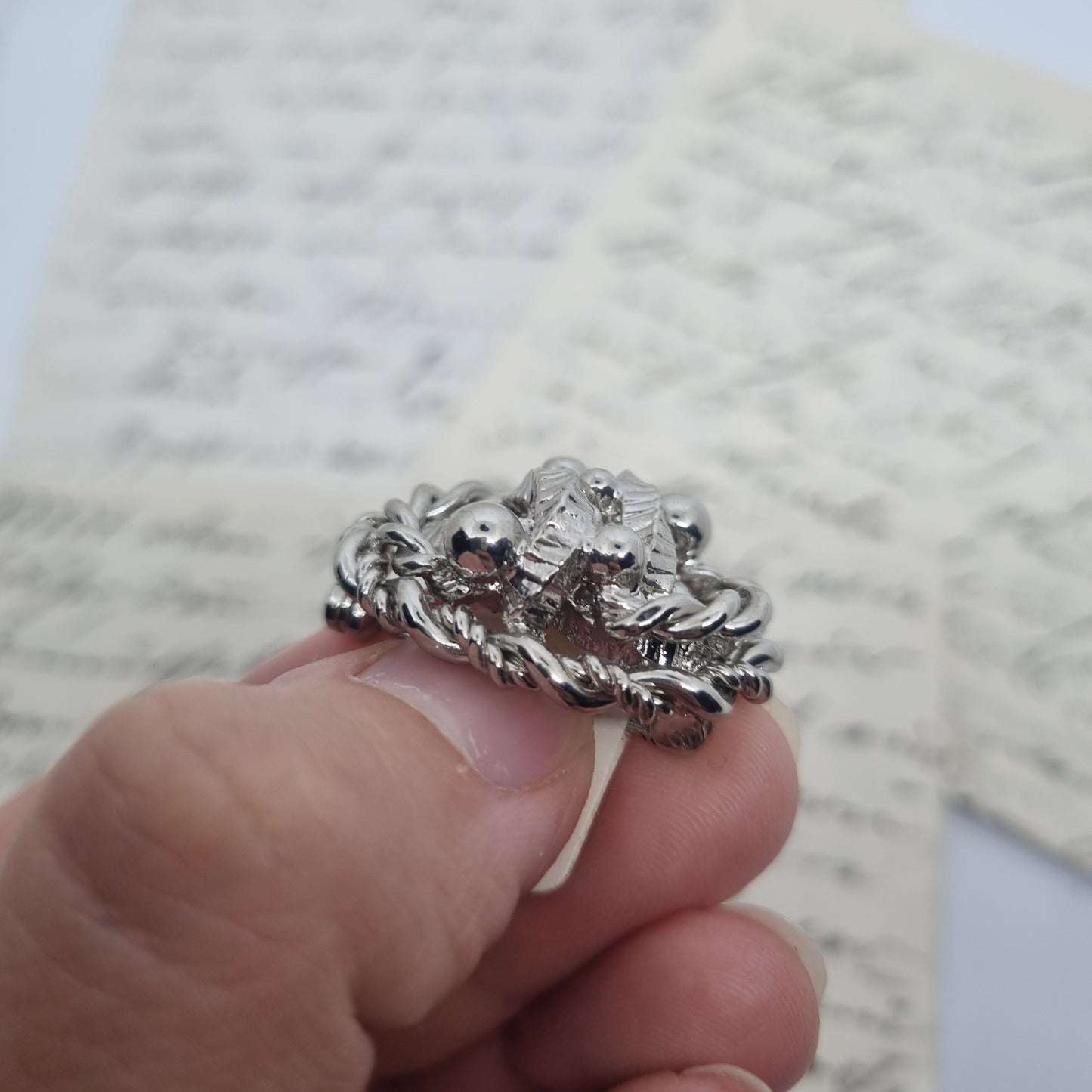 Einzigartige Vintage Brosche Antik 50er Jahre Art Jugendstil Silber