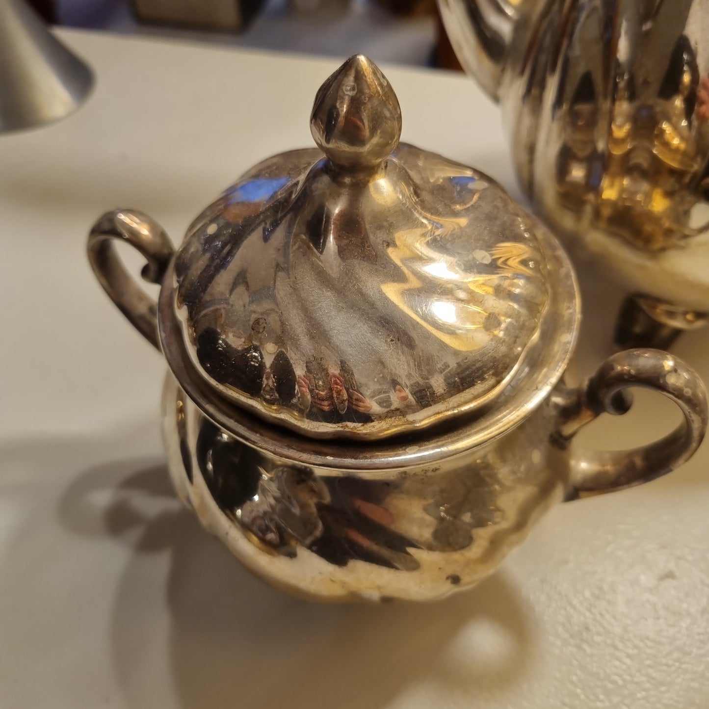 Antikes versilbertes WMF Porzellan Services Silber Kanne Zuckerdose und Milchkännchen Tee Kaffee