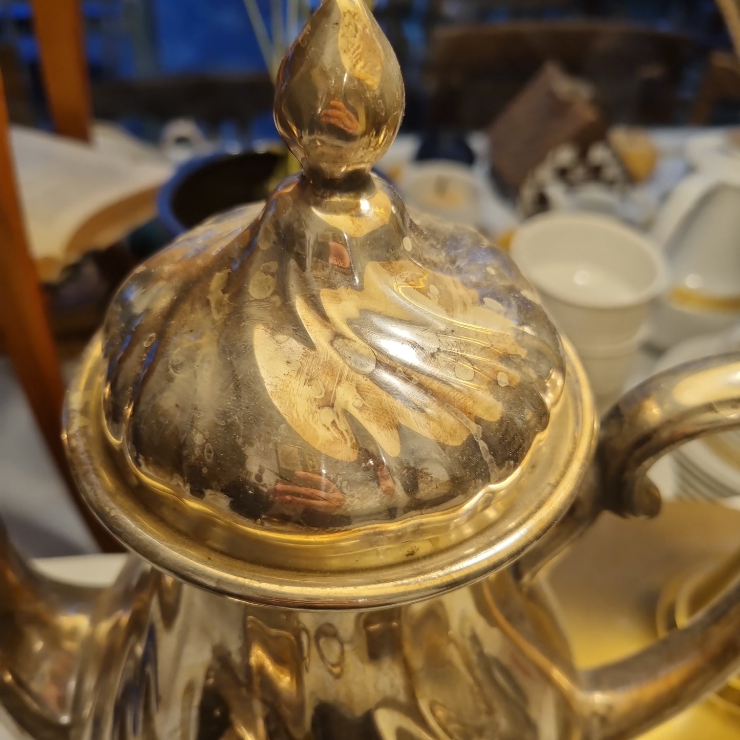 Antikes versilbertes WMF Porzellan Services Silber Kanne Zuckerdose und Milchkännchen Tee Kaffee