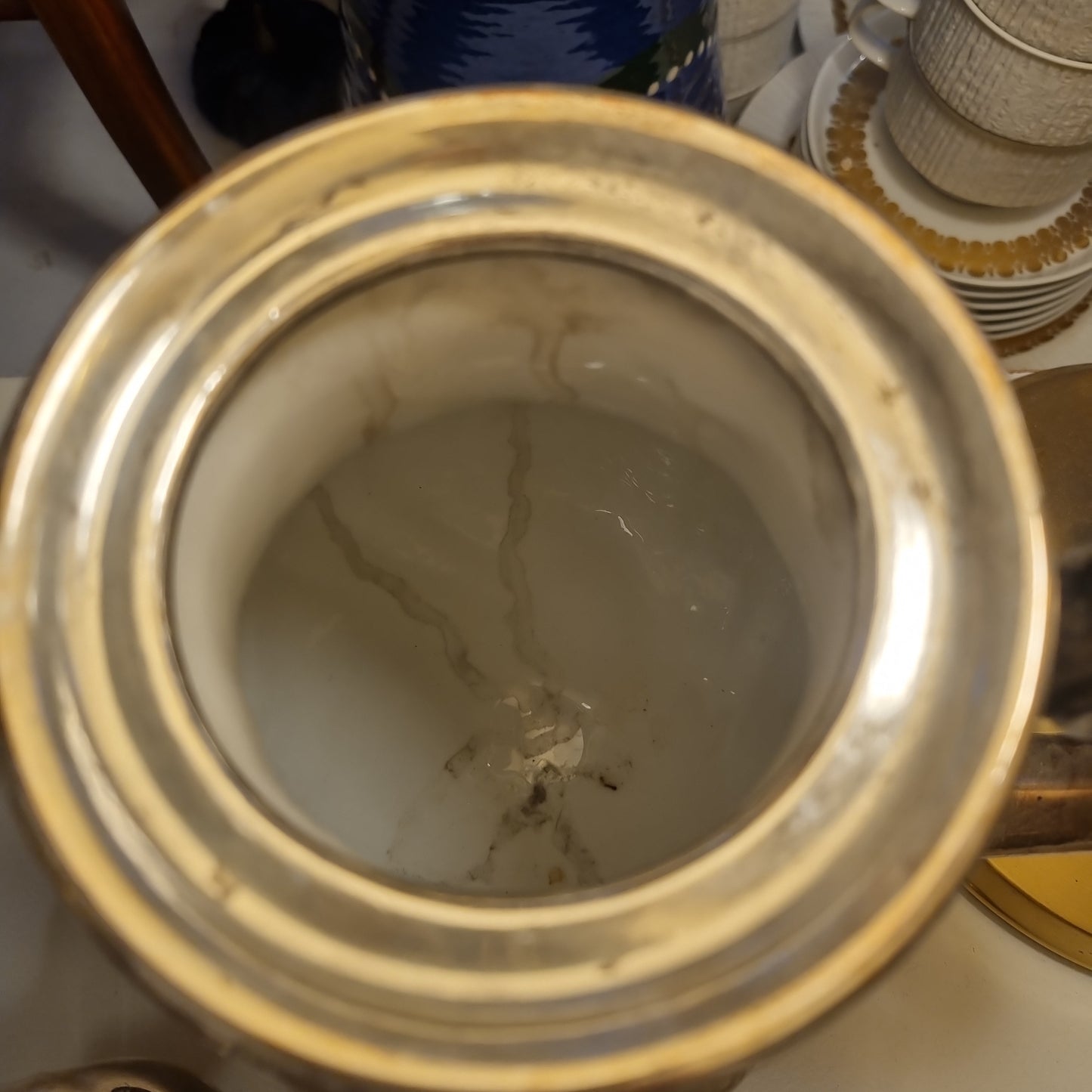 Antikes versilbertes WMF Porzellan Services Silber Kanne Zuckerdose und Milchkännchen Tee Kaffee
