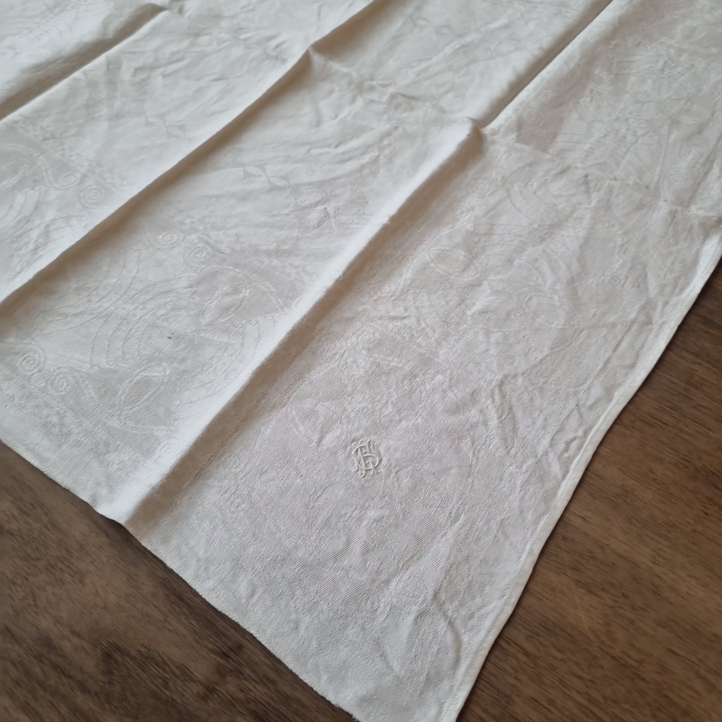 2x Antike Jugendstil Stoffservietten Servietten mit Initialen S.G