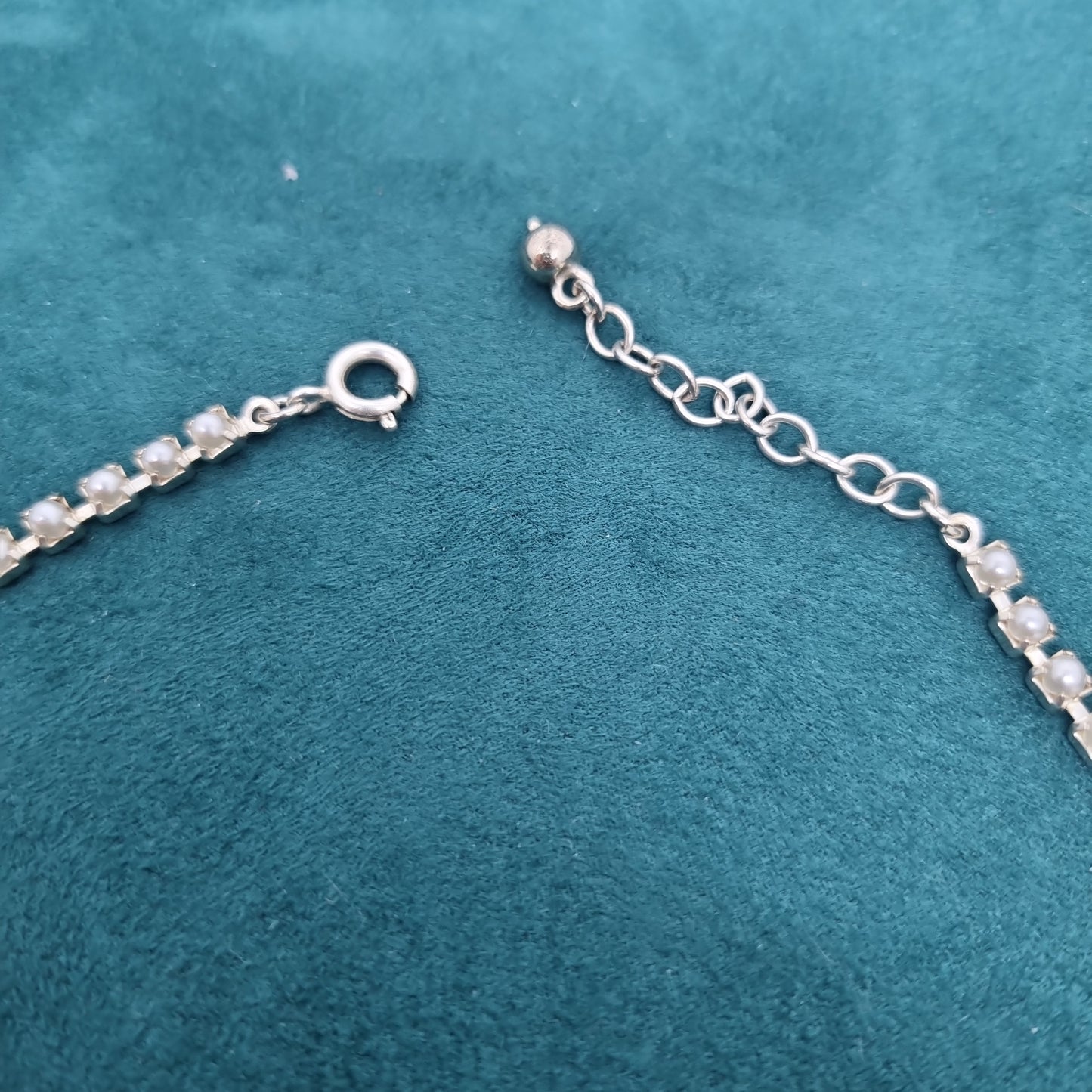Strasssteinkette Vintage Collier Halskette Strass Kette Modeschmuck funkelnde Steine mit Perlen
