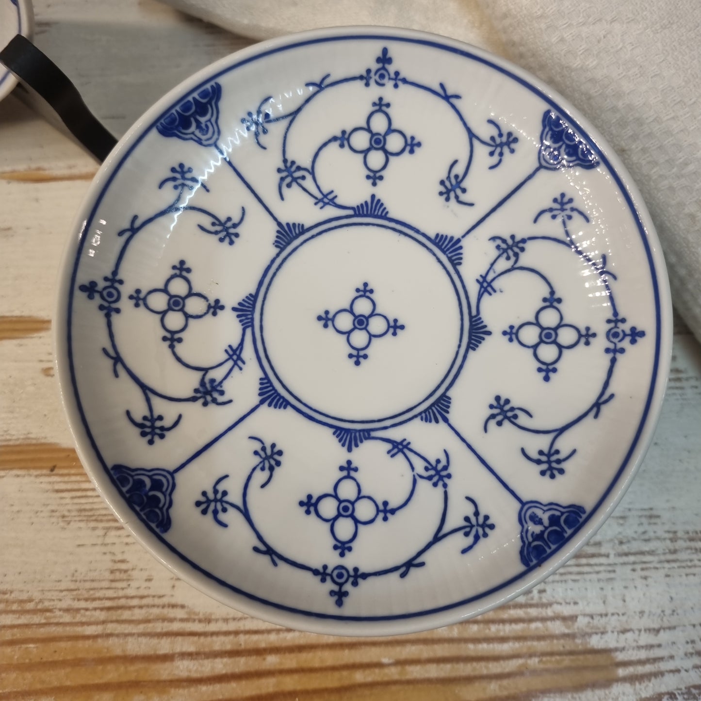 Untertasse Porzellan Indisch Blau Strohblumen GDR Porzellan 60er 70er Jahre DDR