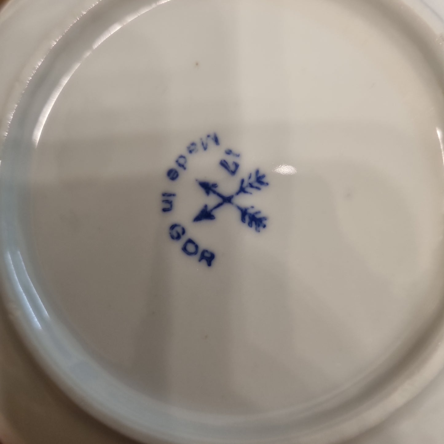 Untertasse Porzellan Indisch Blau Strohblumen GDR Porzellan 60er 70er Jahre DDR