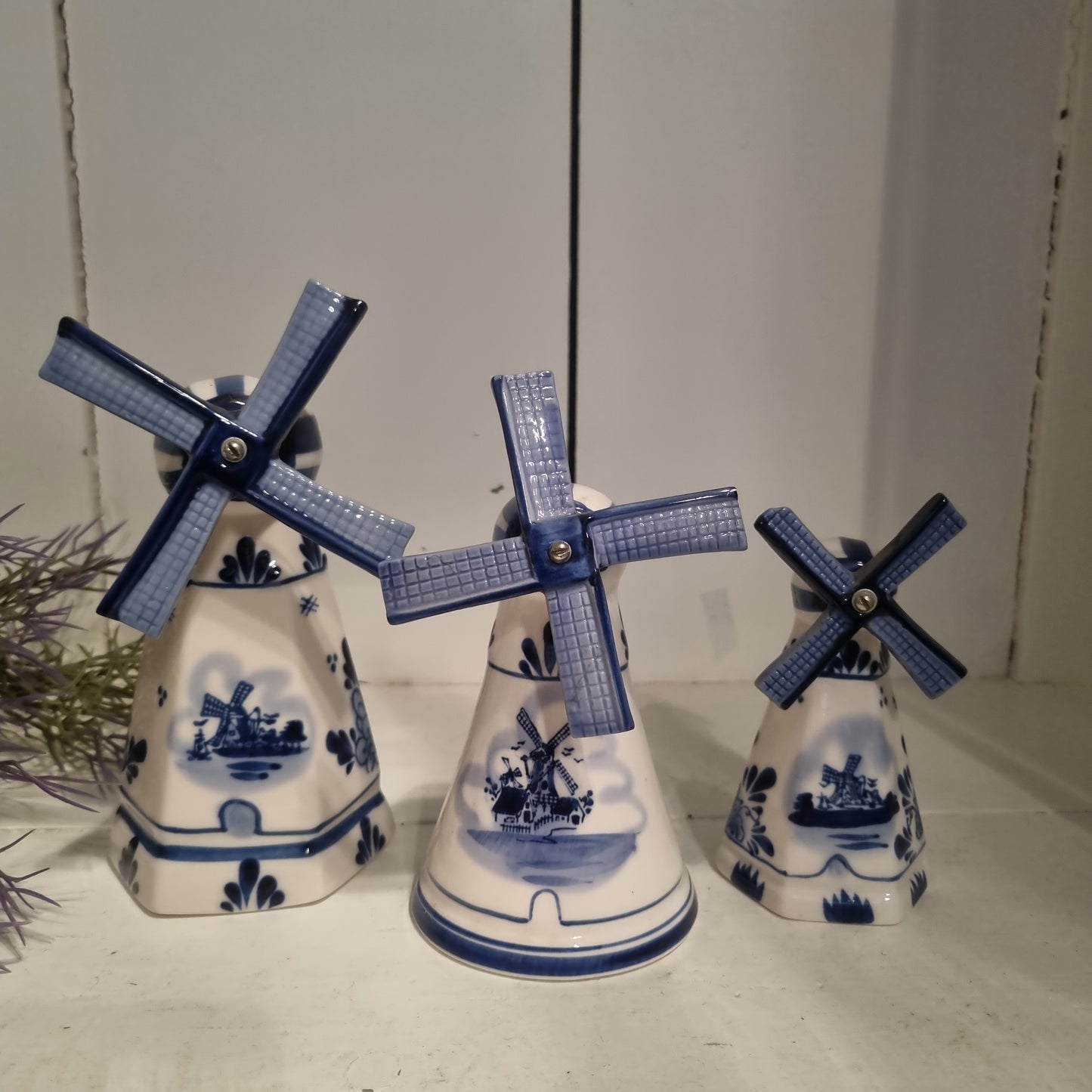 Porzellan Mühle Holland Motiv Indisch Blau Windmühle Vintage