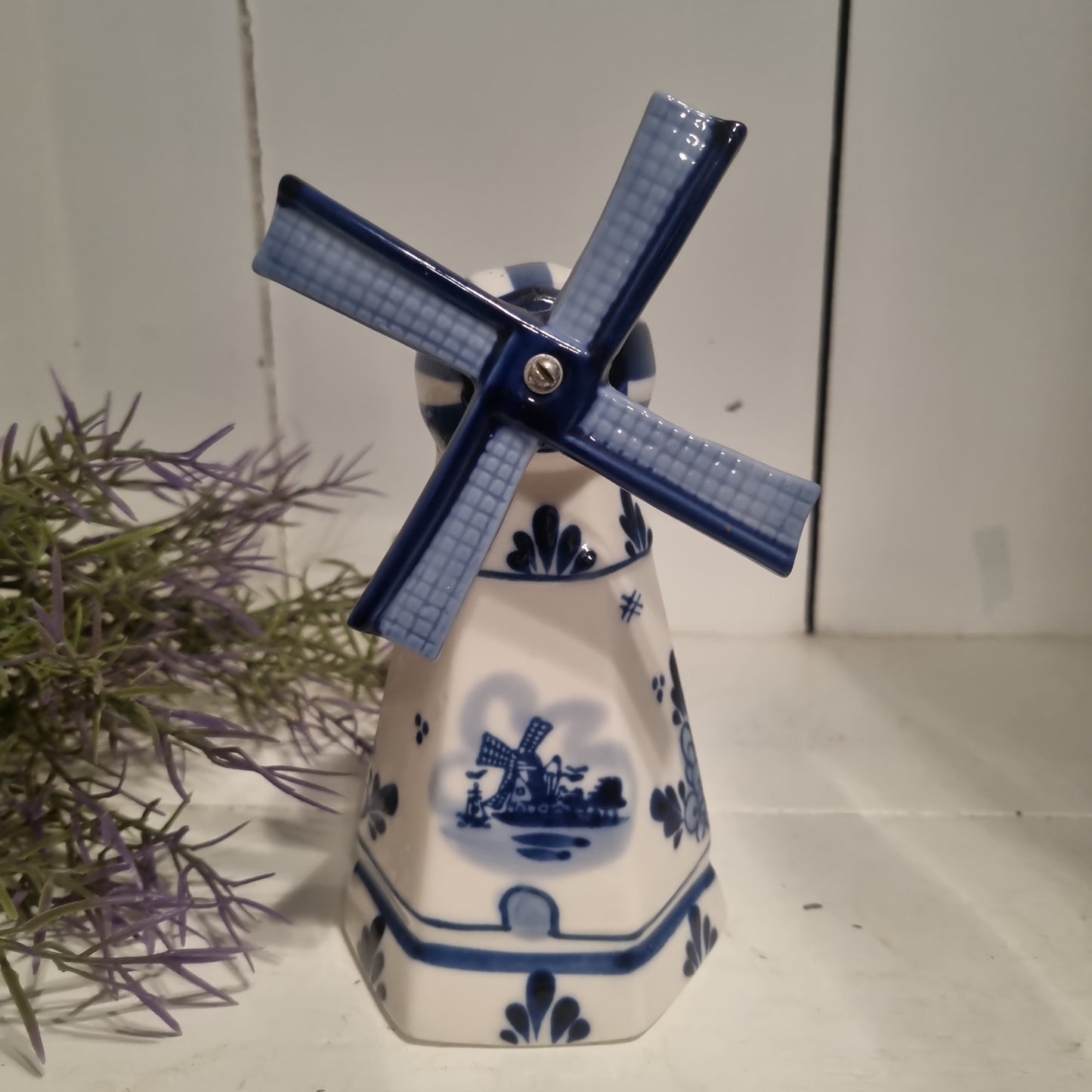 Porzellan Mühle Holland Motiv Indisch Blau Windmühle Vintage