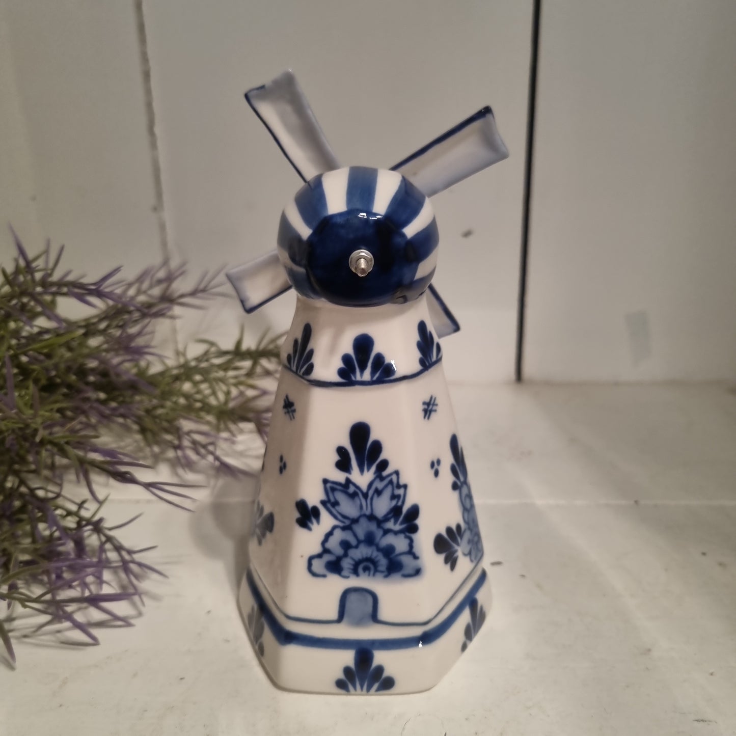 Porzellan Mühle Holland Motiv Indisch Blau Windmühle Vintage