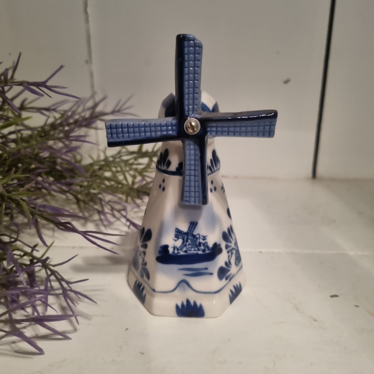 Porzellan Mühle Holland Motiv Indisch Blau Windmühle Vintage