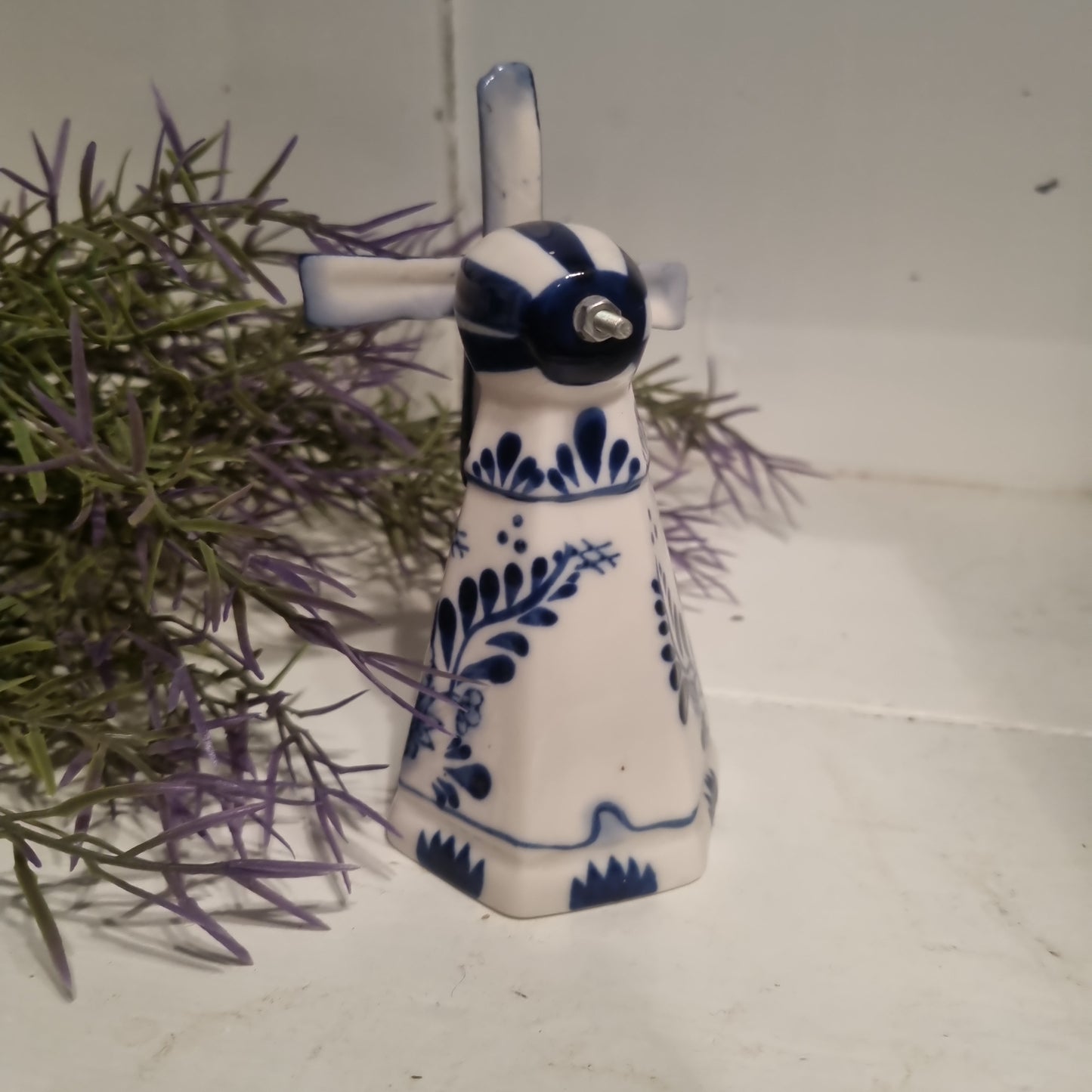 Porzellan Mühle Holland Motiv Indisch Blau Windmühle Vintage