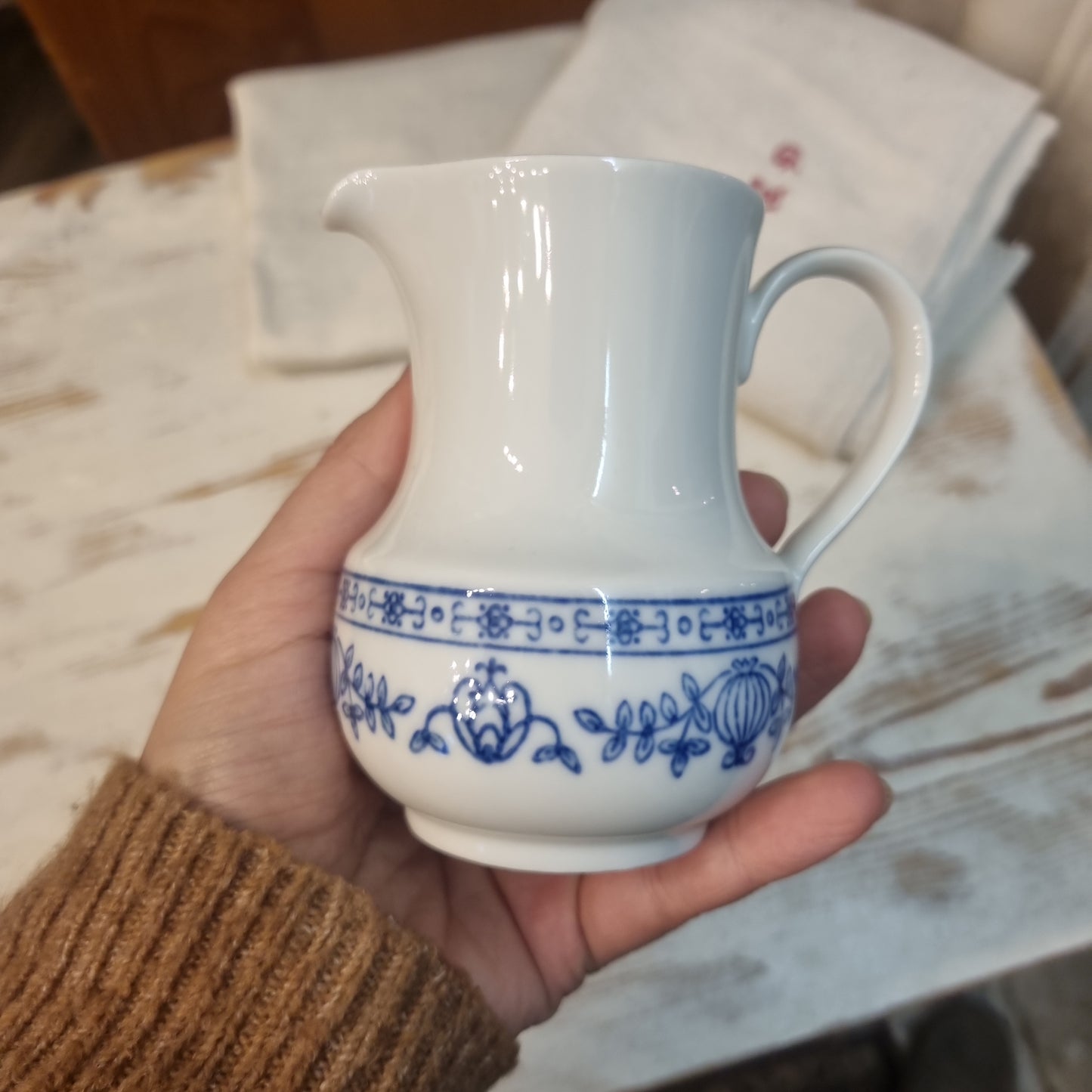 Altes Milchkännchen Sahnekännchen Indisch Blau Zwiebelblau Kobalt Vintage DDR Kahla