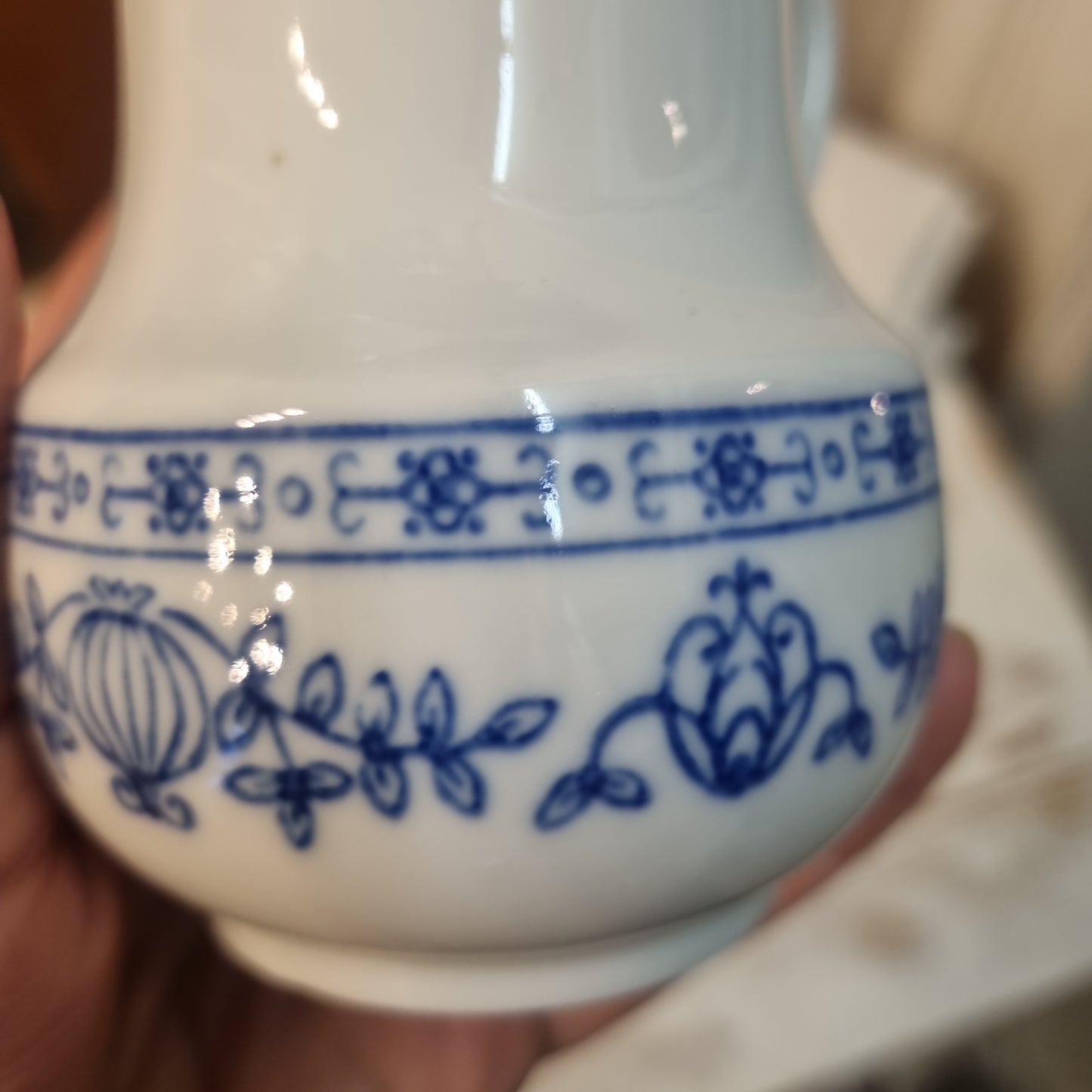 Altes Milchkännchen Sahnekännchen Indisch Blau Zwiebelblau Kobalt Vintage DDR Kahla