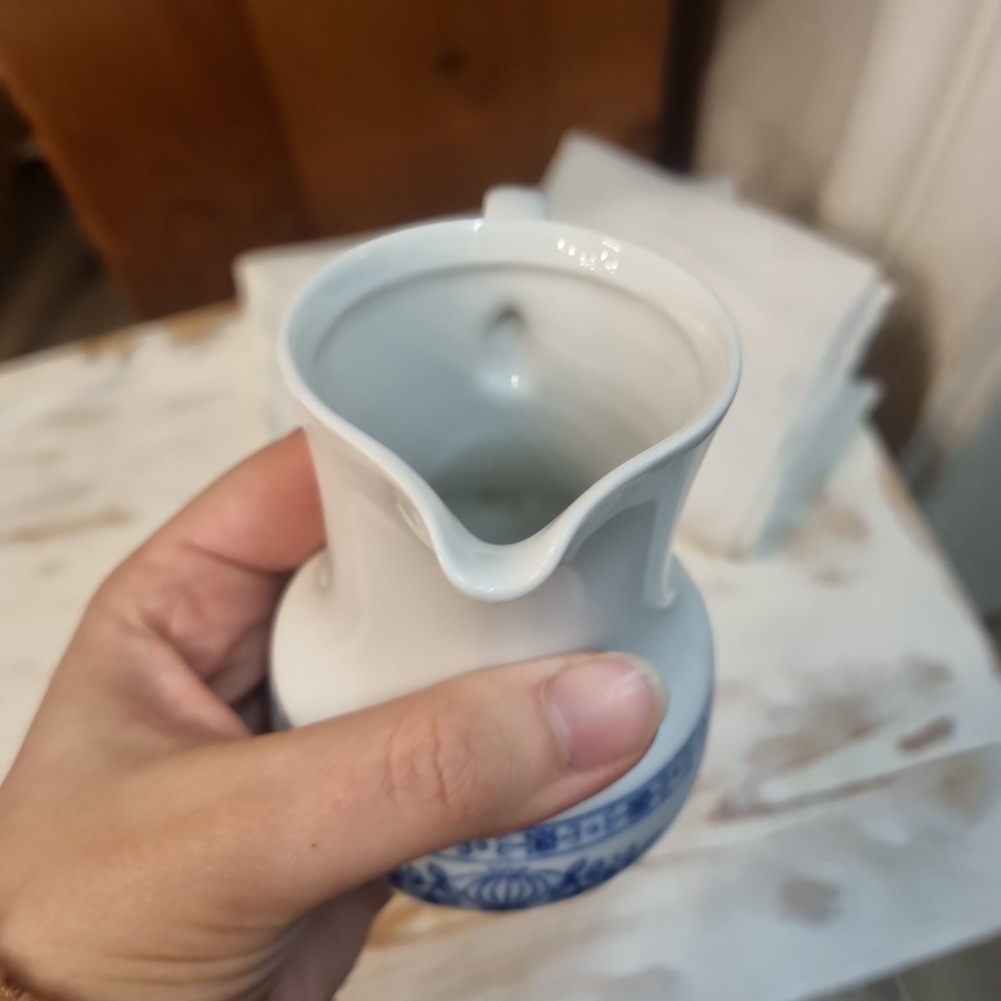 Altes Milchkännchen Sahnekännchen Indisch Blau Zwiebelblau Kobalt Vintage DDR Kahla
