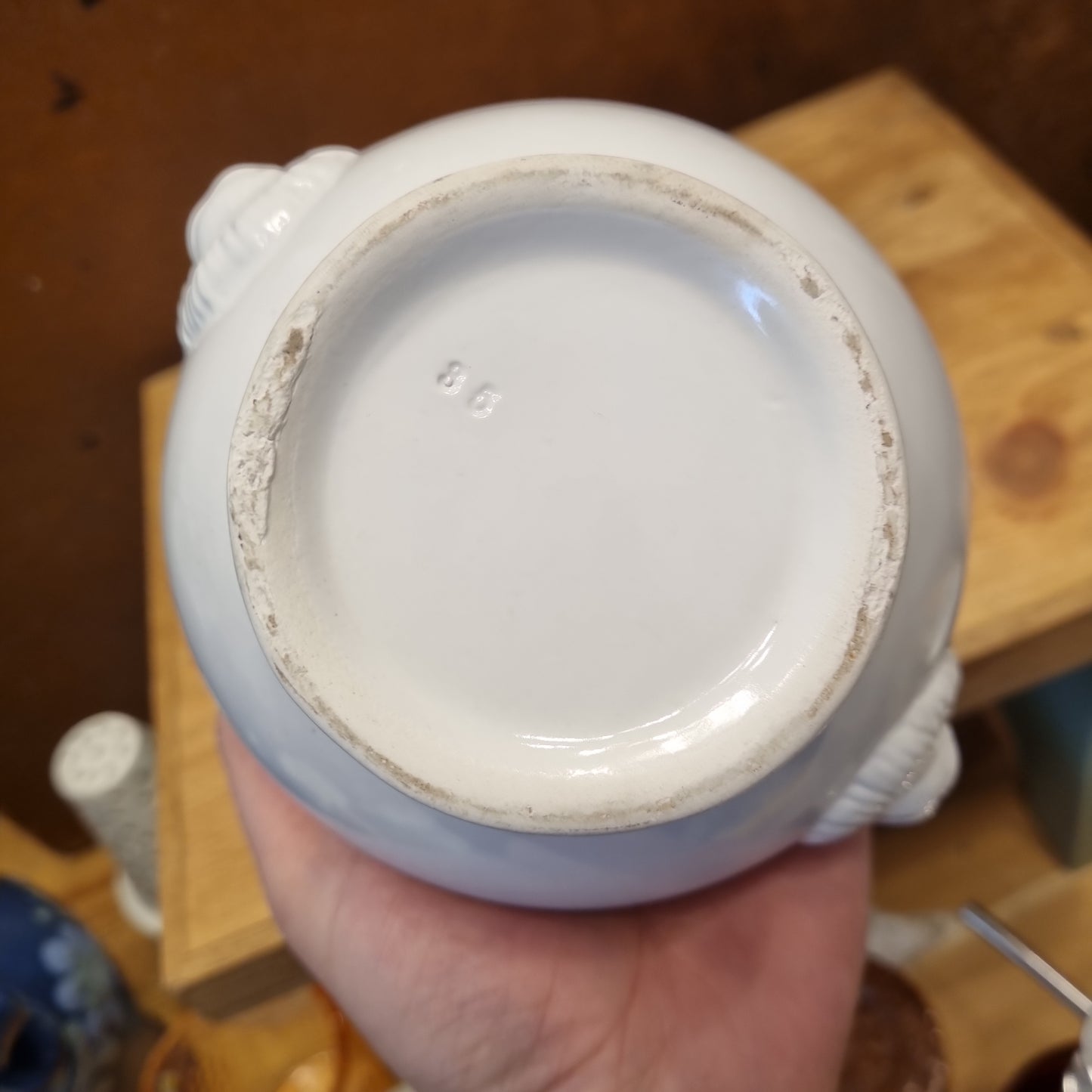Antike Vintage Französische Löwenkopf Schüssel weiß