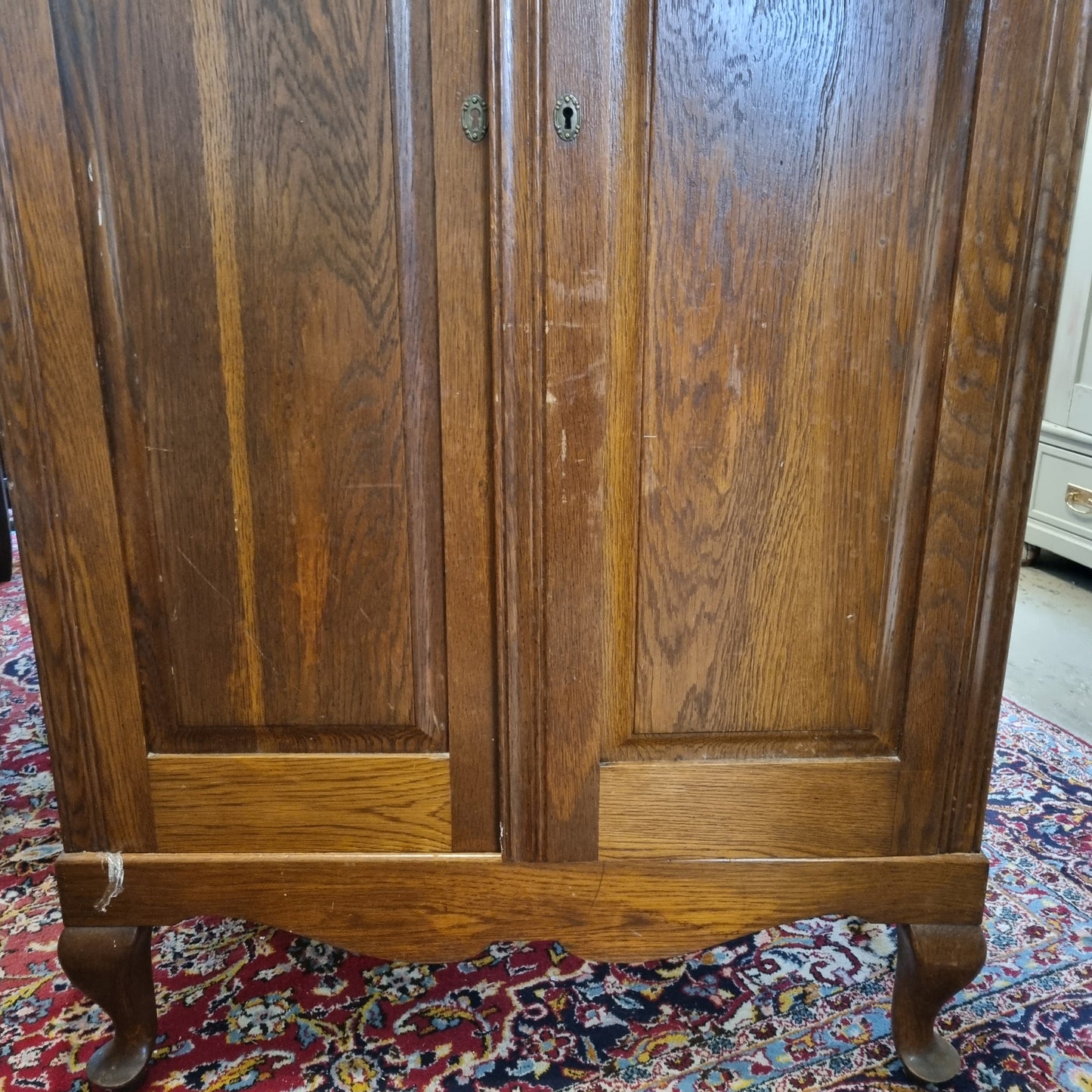 Alte Vitrine Bücherschrank Regal aus massiven Eichenholz - Originalzustand