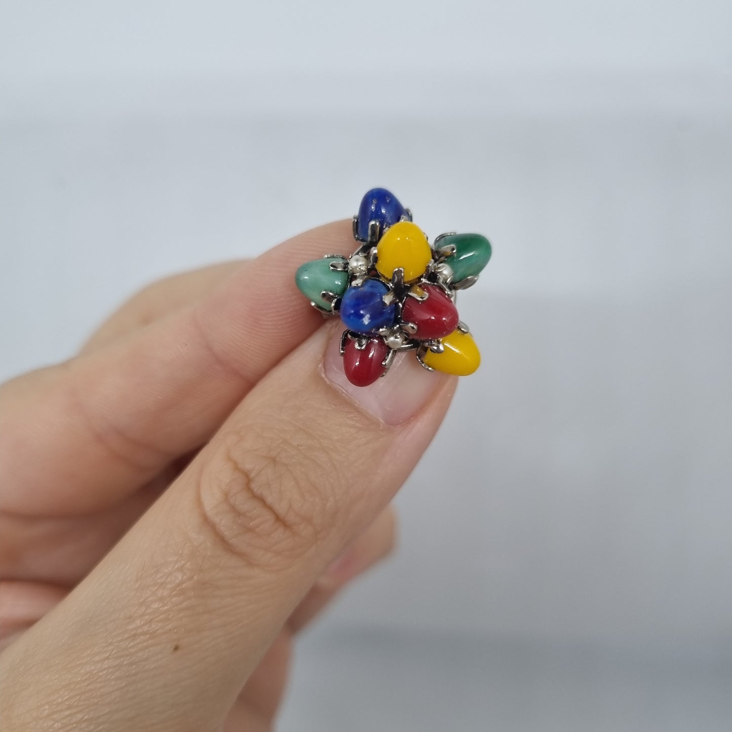 Einzigartige Antik Brosche aus den 50ern Modeschmuck "Silver Eggs"