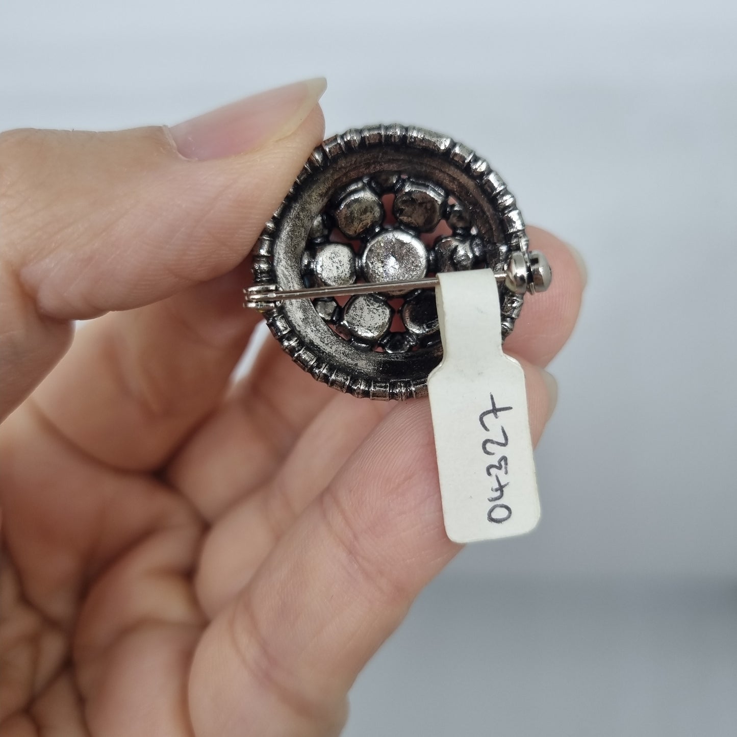 Einzigartige Antik Brosche aus den 50ern Modeschmuck Silber Türkis "Lady Randa"