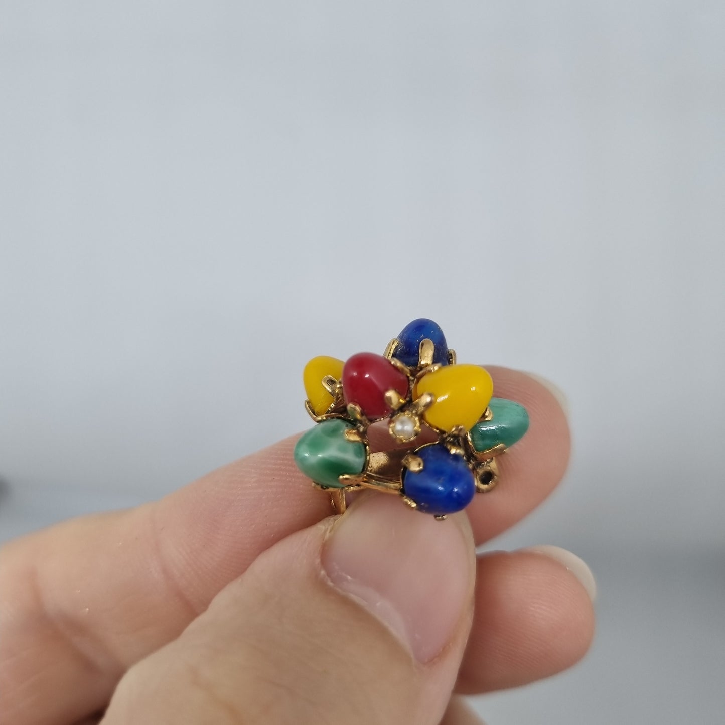 Einzigartige Antik Brosche aus den 50ern Modeschmuck "Gold Colors"