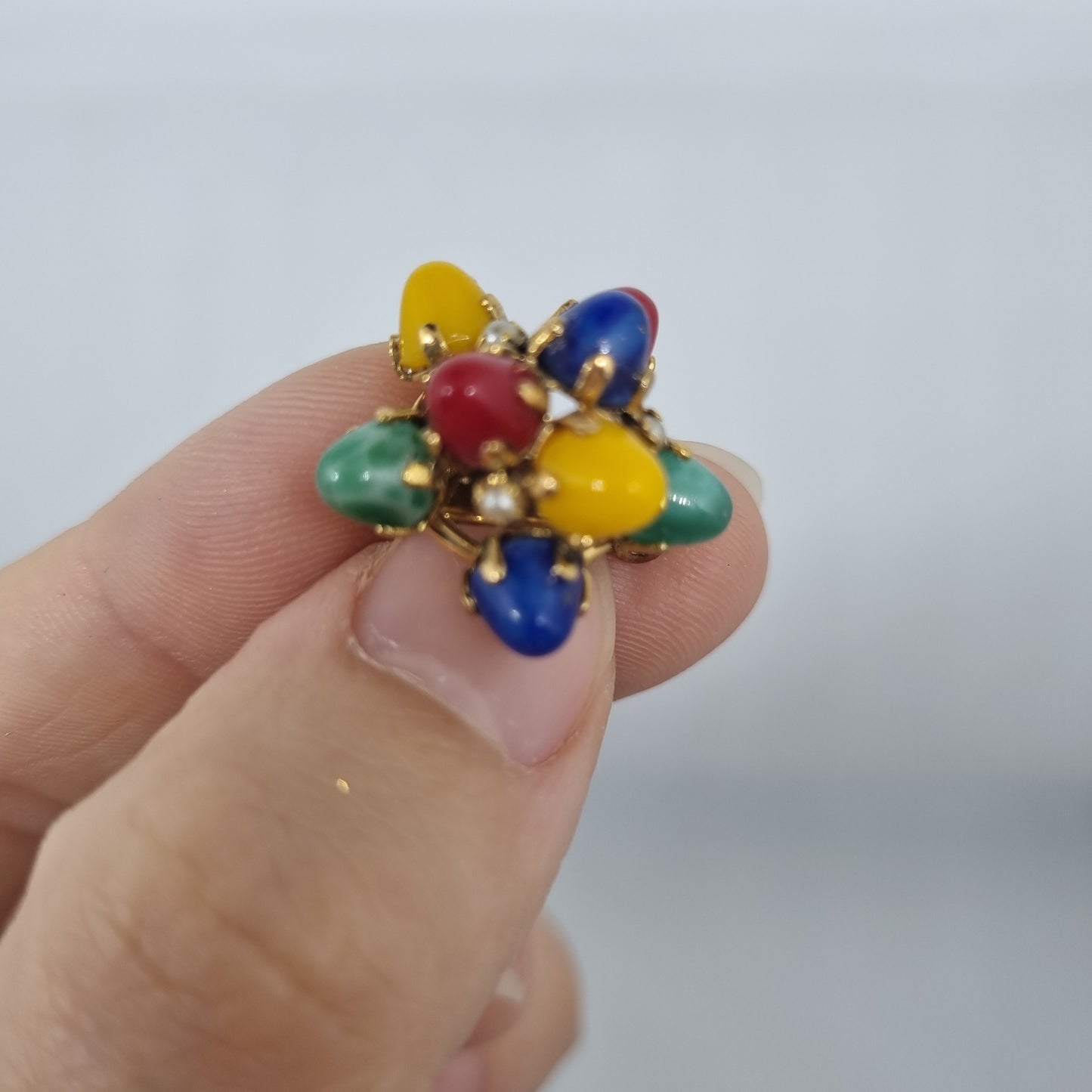 Einzigartige Antik Brosche aus den 50ern Modeschmuck "Gold Colors"