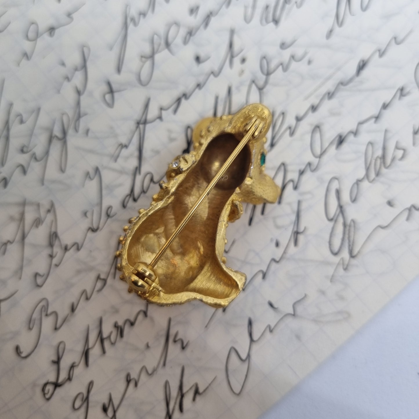 Einzigartige Antik Brosche aus den 50ern Modeschmuck "Bär mit Strass"