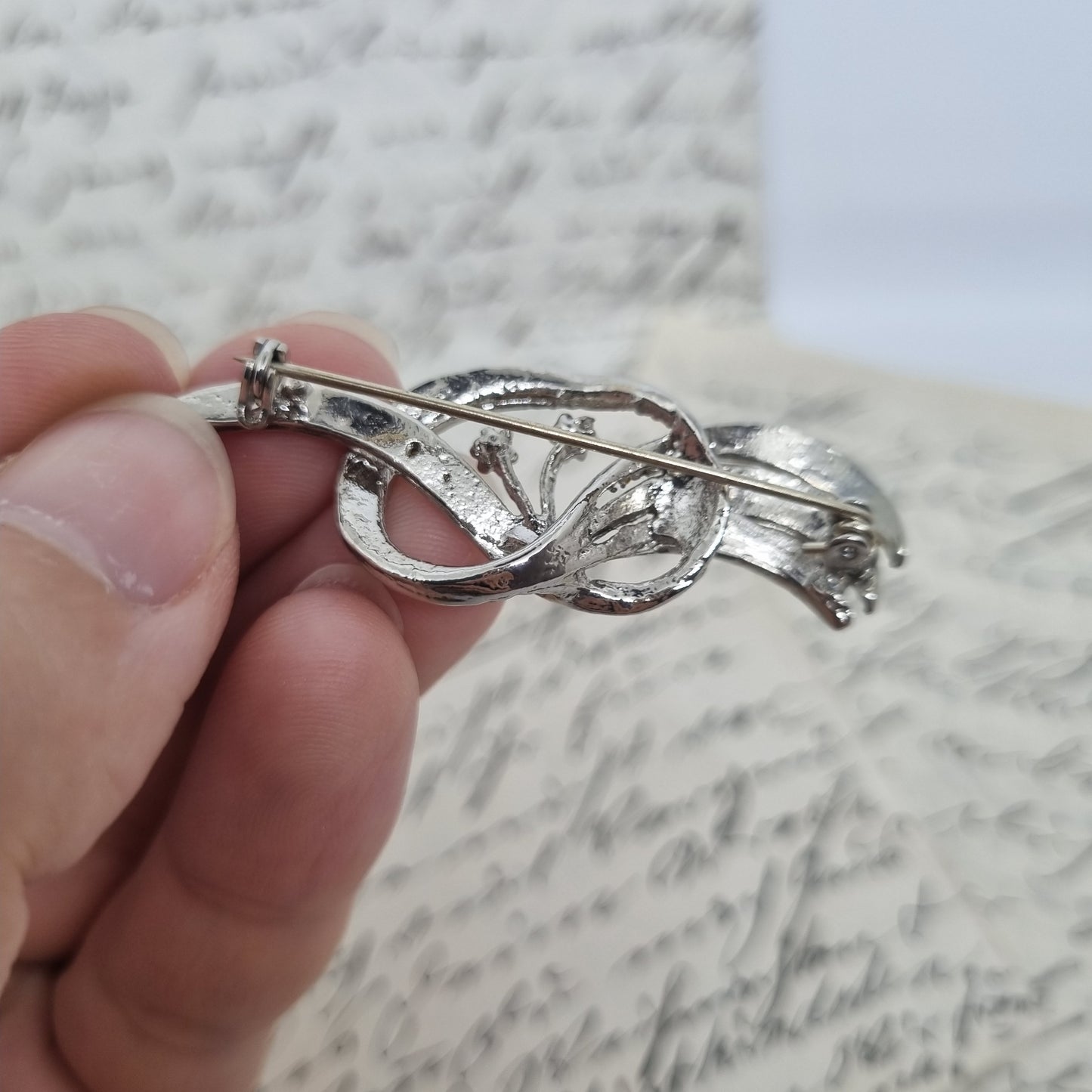 Einzigartige Art Jugendstil Vintage Brosche Antik 50er Jahre Silber Strass