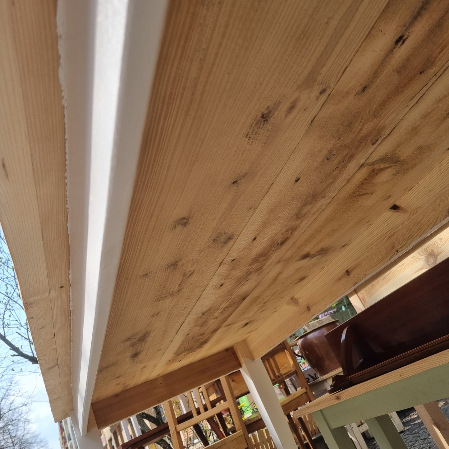 Tisch 215x85cm aus "Alten Berliner Holzdielen" von uns getischlert