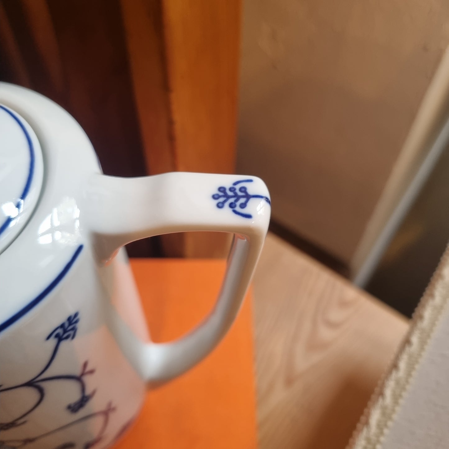 Vintage Jäger Eisenberg Strohblume Kaffeekanne Kanne Tee Vintage blau weiß