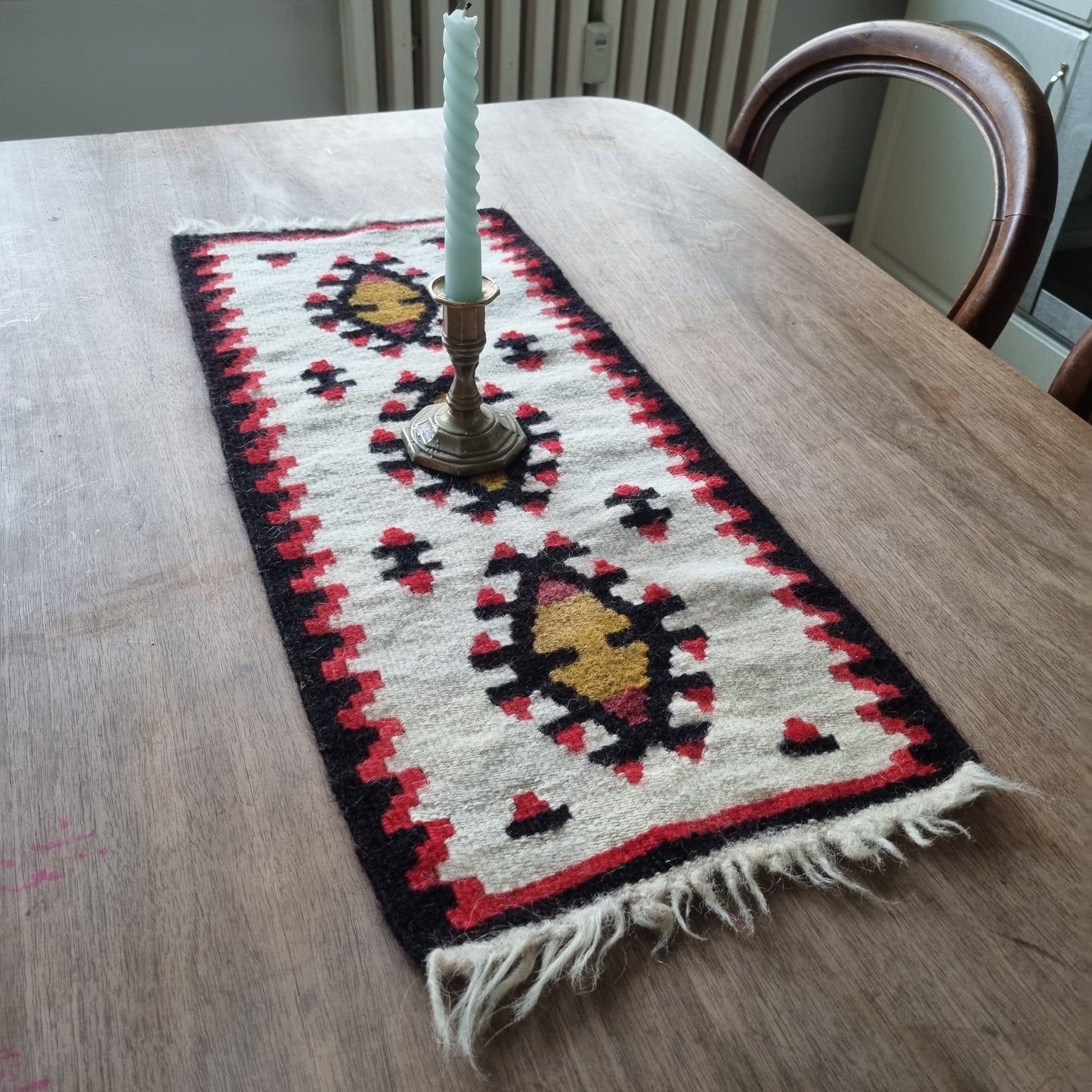Retro Wandteppich / Läufer Wolle Kelim 28x 66cm 🤍