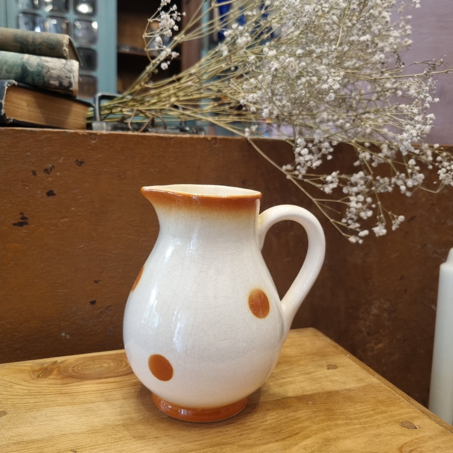 Altes Milchkännchen Kanne Milch Wasser kakao Vintage DDR Retro Punkte Krug
