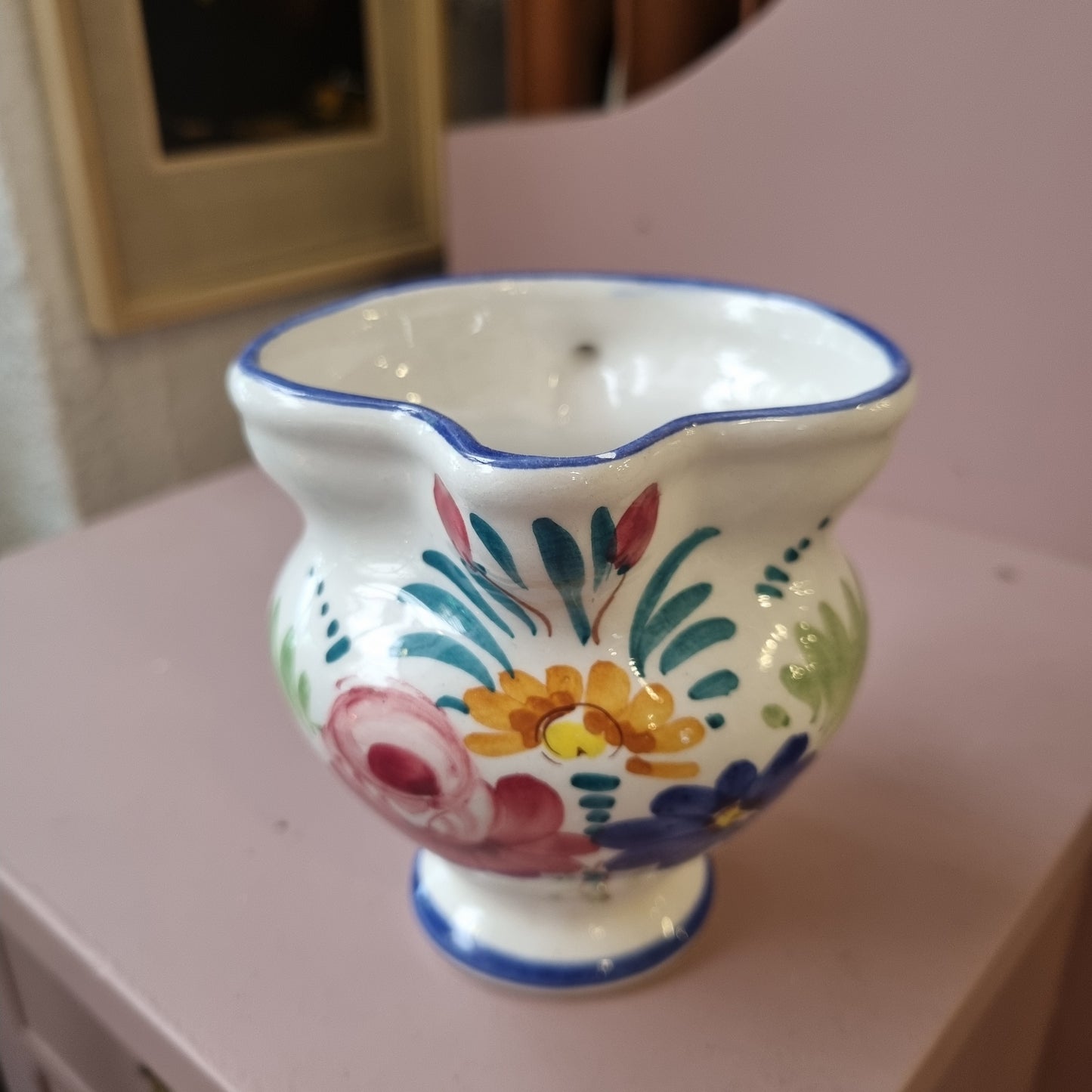 Altes handbemaltes Kännchen Milchkännchen Keramik Blumen