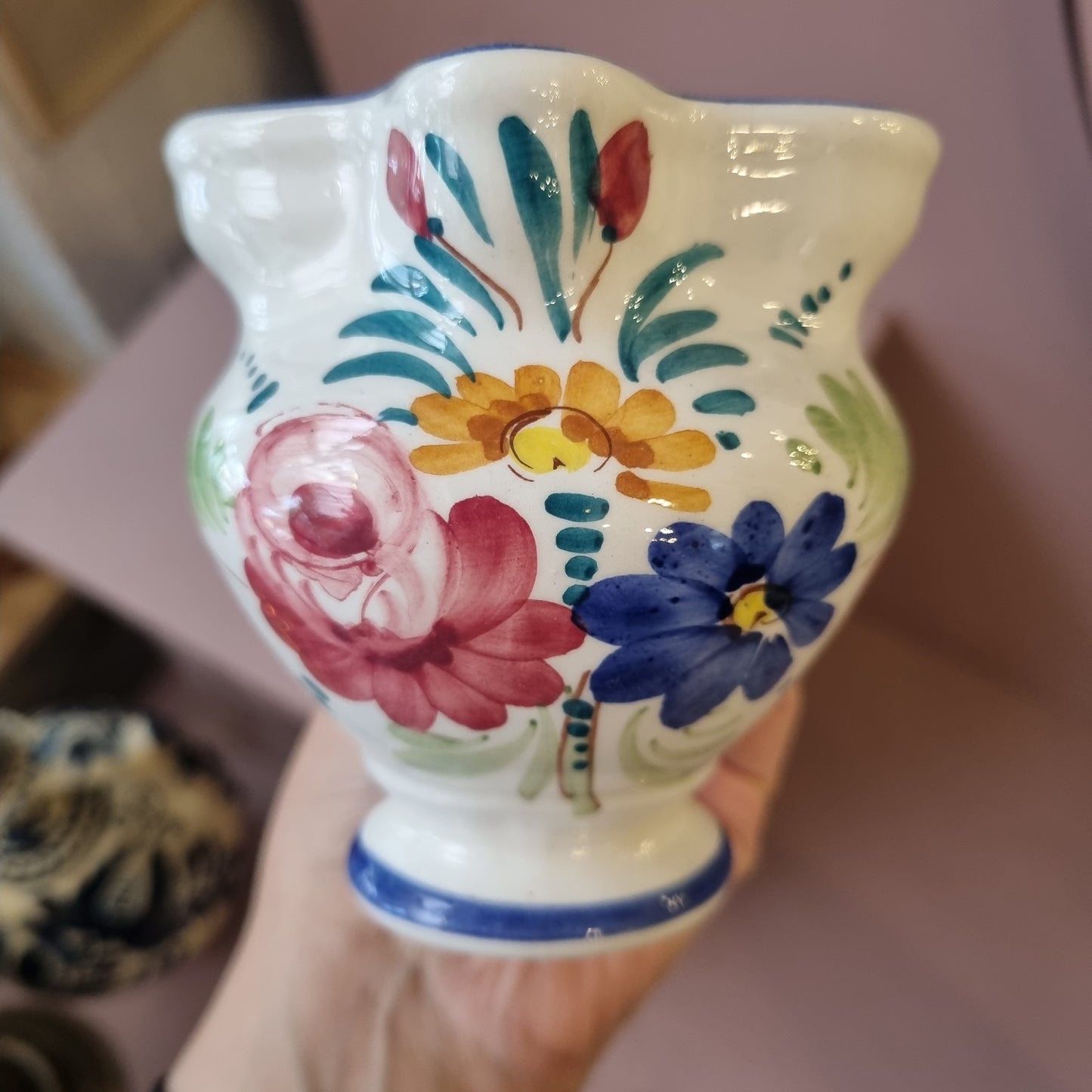 Altes handbemaltes Kännchen Milchkännchen Keramik Blumen