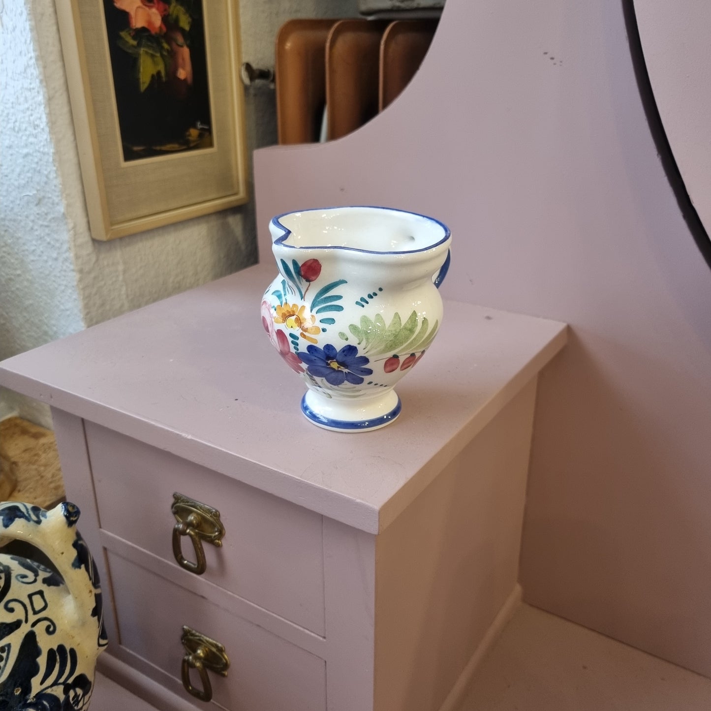 Altes handbemaltes Kännchen Milchkännchen Keramik Blumen