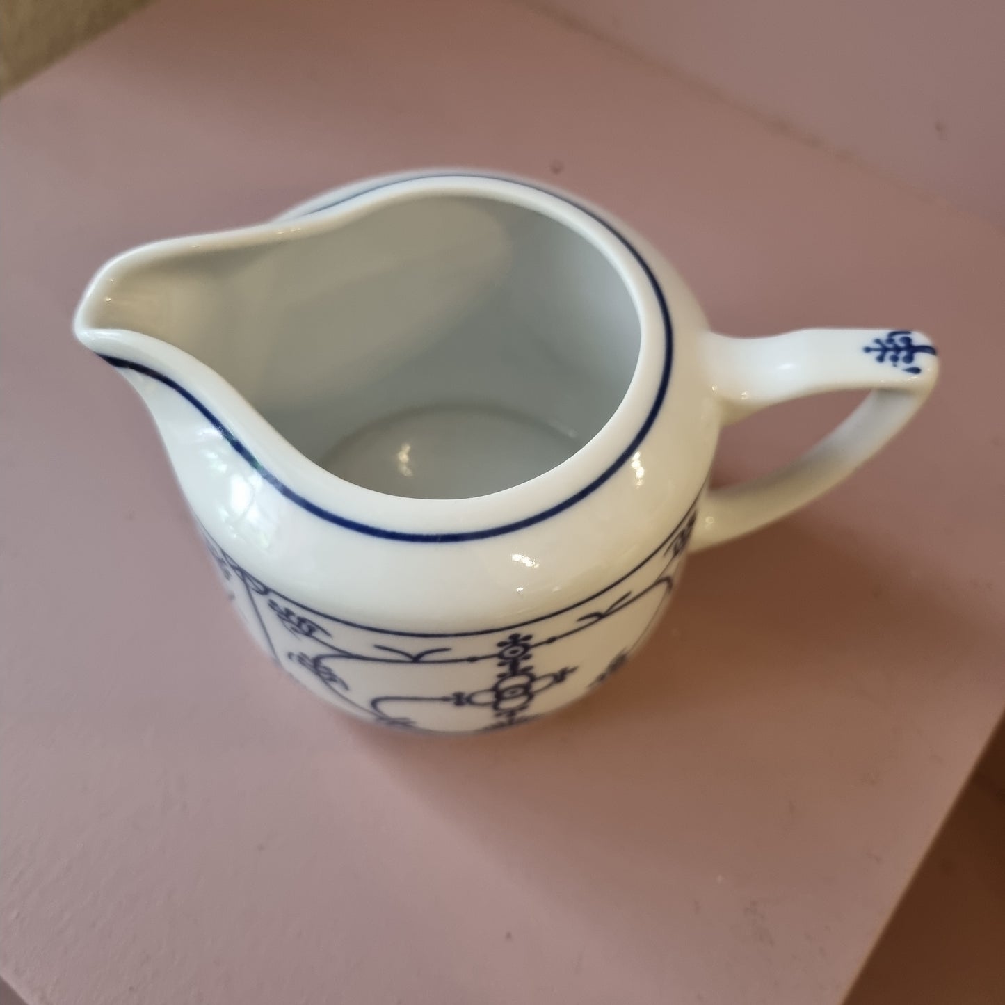 Altes Milchkännchen Sahnekännchen Blau Saks Strohblume Vintage DDR