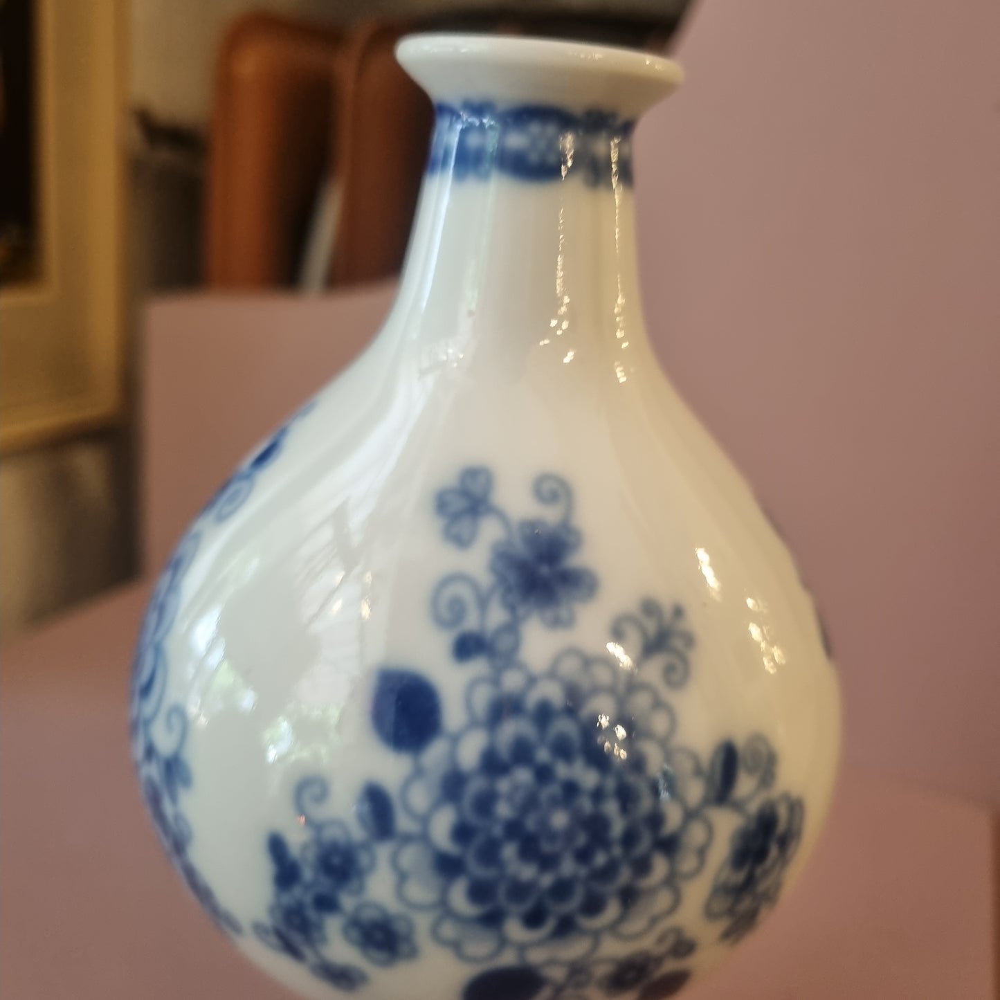 Antike Wallendorfer Porzellan Vase weiß blau Echt Cobalt