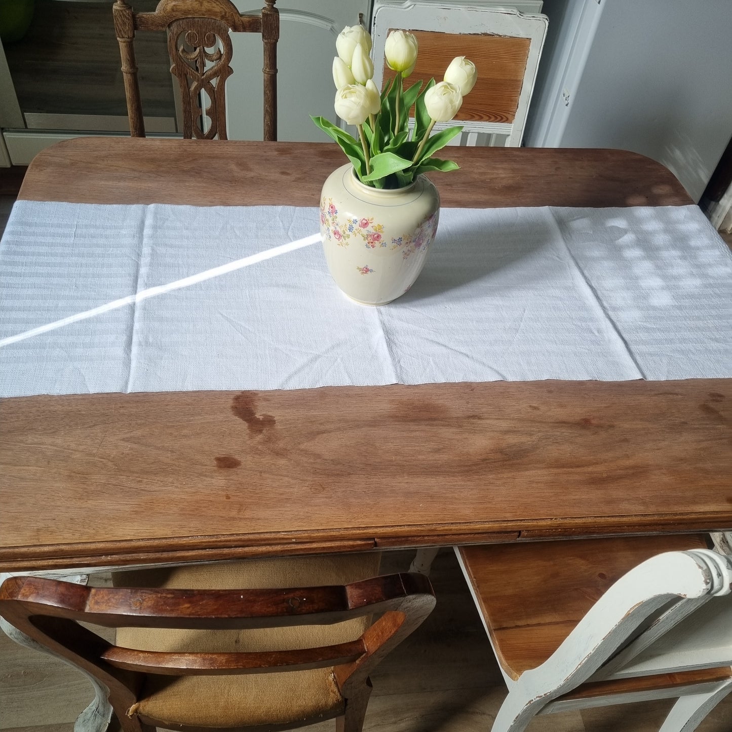 Antikes gestreiftes Geschirrtuch oder auch Tischläufer Leinen Baumwolle 140x40cm
