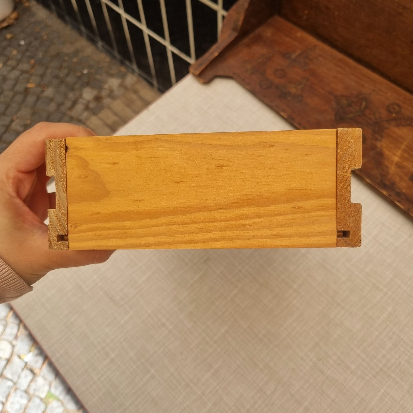 Kleine Schublade Vollholz Originalzustand Kiefernholz