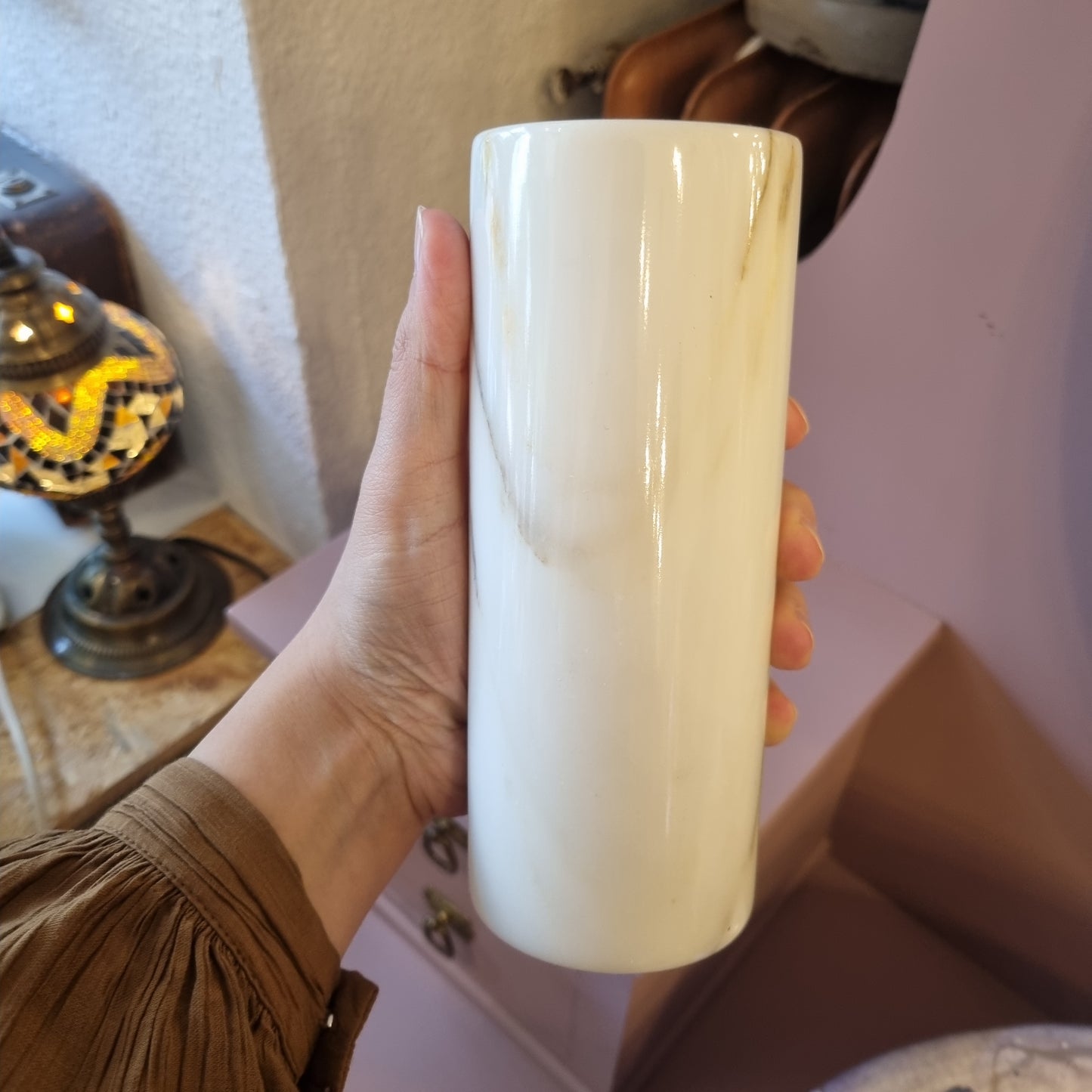 Vintage Marmor Vase Steingut