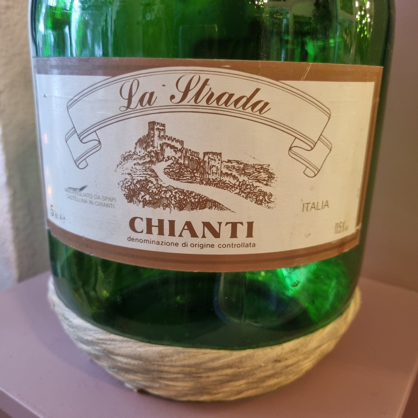 Großer grüner Chanti Weinballon Weide Vintage Dekoration