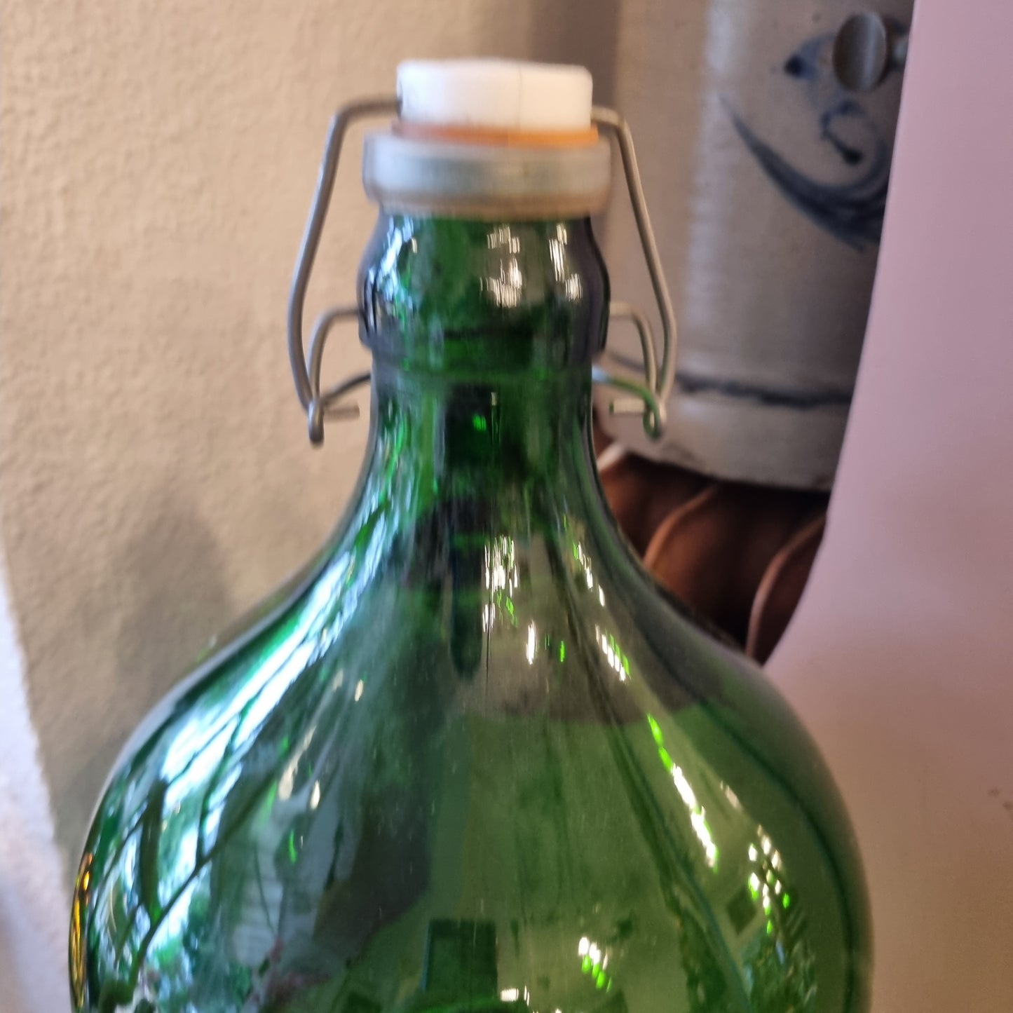 Großer grüner Chanti Weinballon Weide Vintage Dekoration