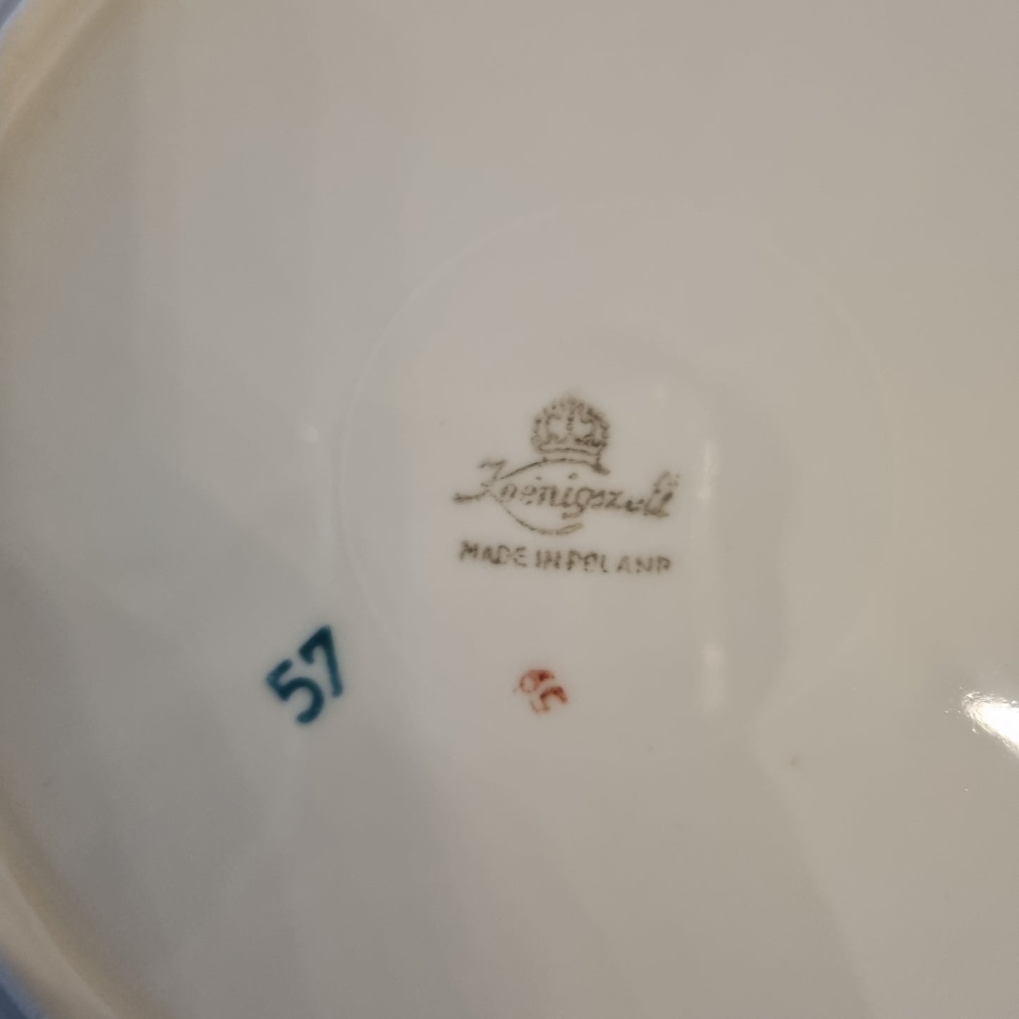 6x Antike Suppenteller Blumendekor weiß Goldrand Koenigszelt Made in Poland