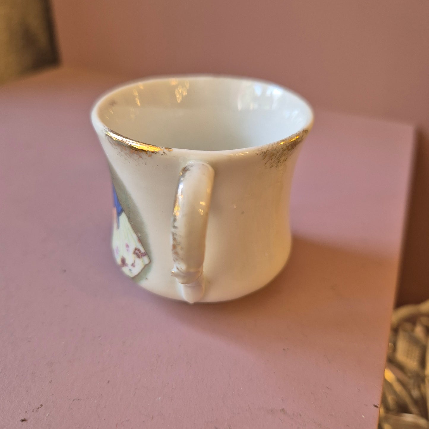 Antike 50er Jahre Tasse Kaffee Tee Porzellan Kindermotiv Handbemalt Schwester Geschenk