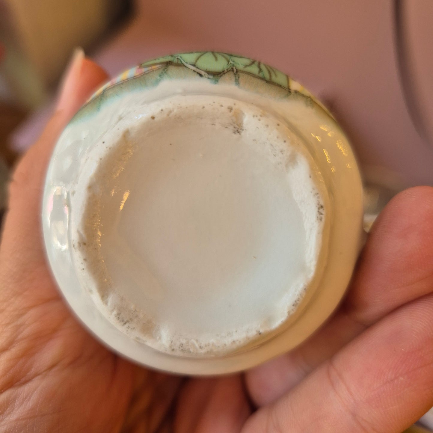 Antike 50er Jahre Tasse Kaffee Tee Porzellan Kindermotiv Handbemalt Schwester Geschenk