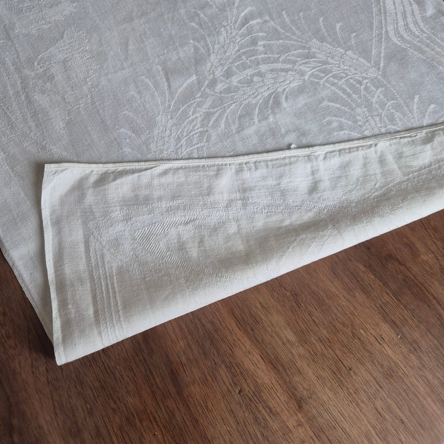 Antikes Jugendstil Küchen- & Geschirrtuch weiß Damast Baumwolle 48x108cm Monogramm F.H.🤍