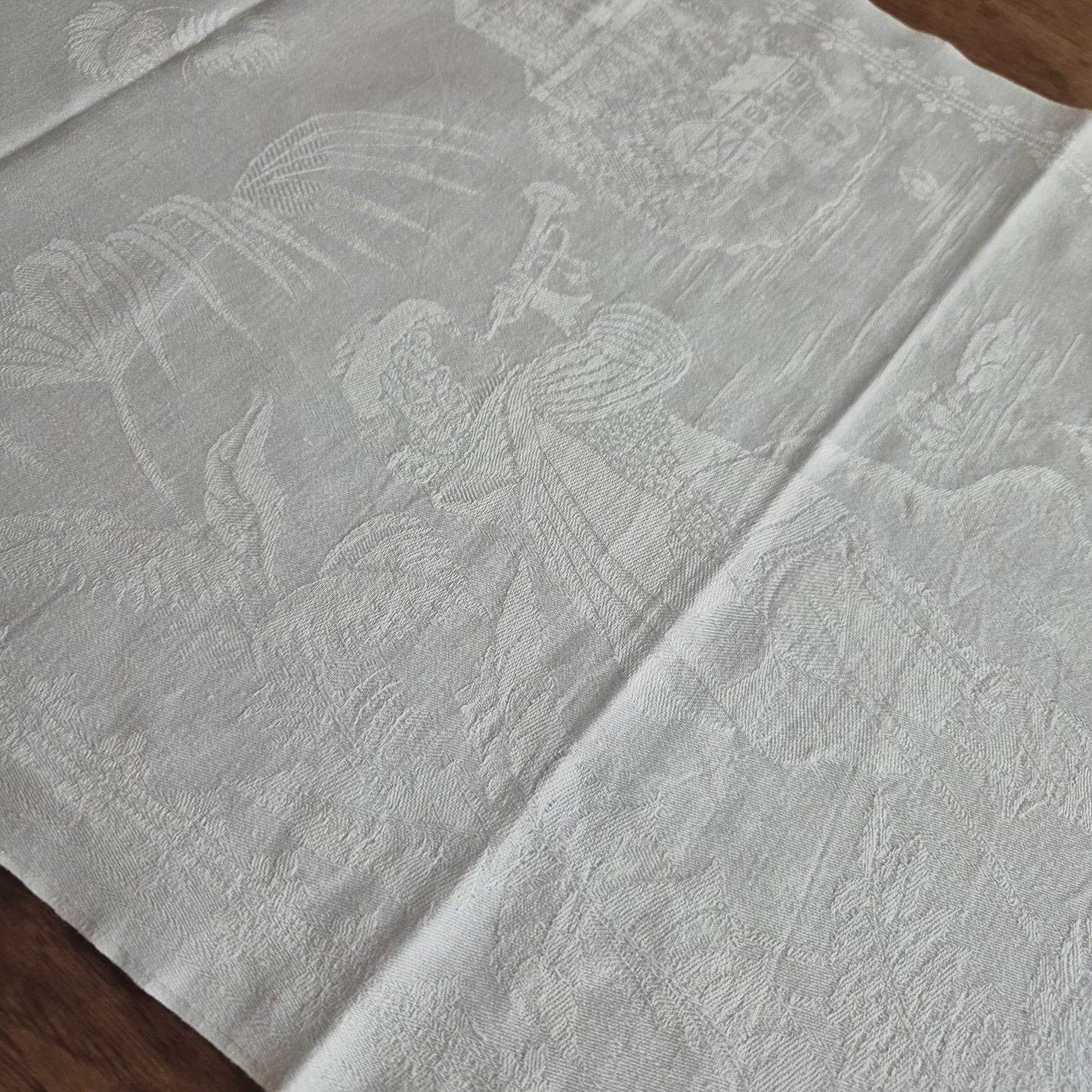 2x Antike Jugendstil Küchen- & Geschirrtücher mit Spruch: Behüt dich Gott! weiß Damast Baumwolle 46x100cm Monogramm L.N. 🤍