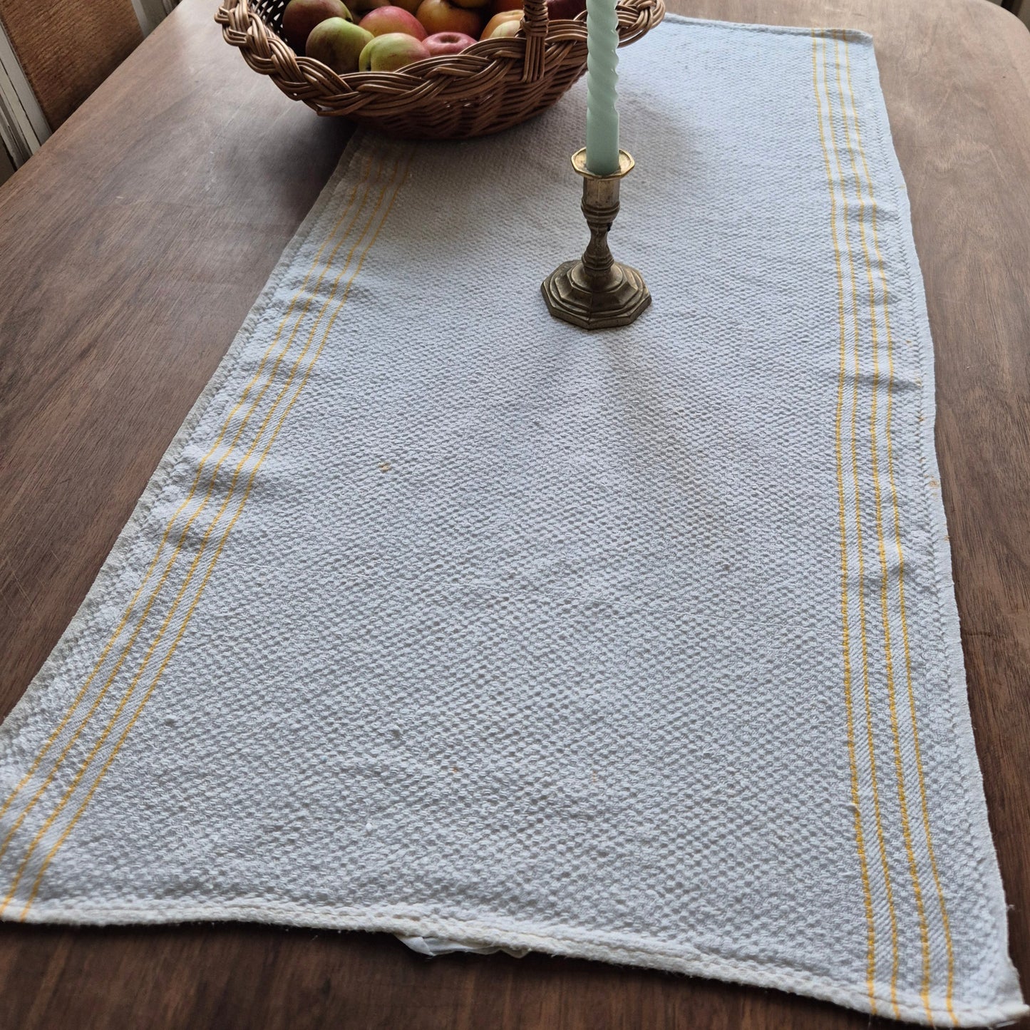 Antikes Jugendstil Küchen- & Geschirrtuch weiß Leinen 45x95cm 🤍