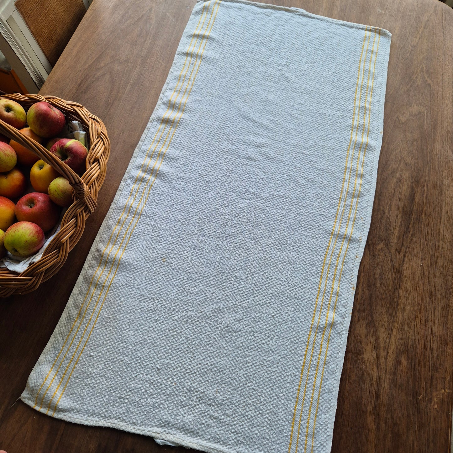 Antikes Jugendstil Küchen- & Geschirrtuch weiß Leinen 45x95cm 🤍