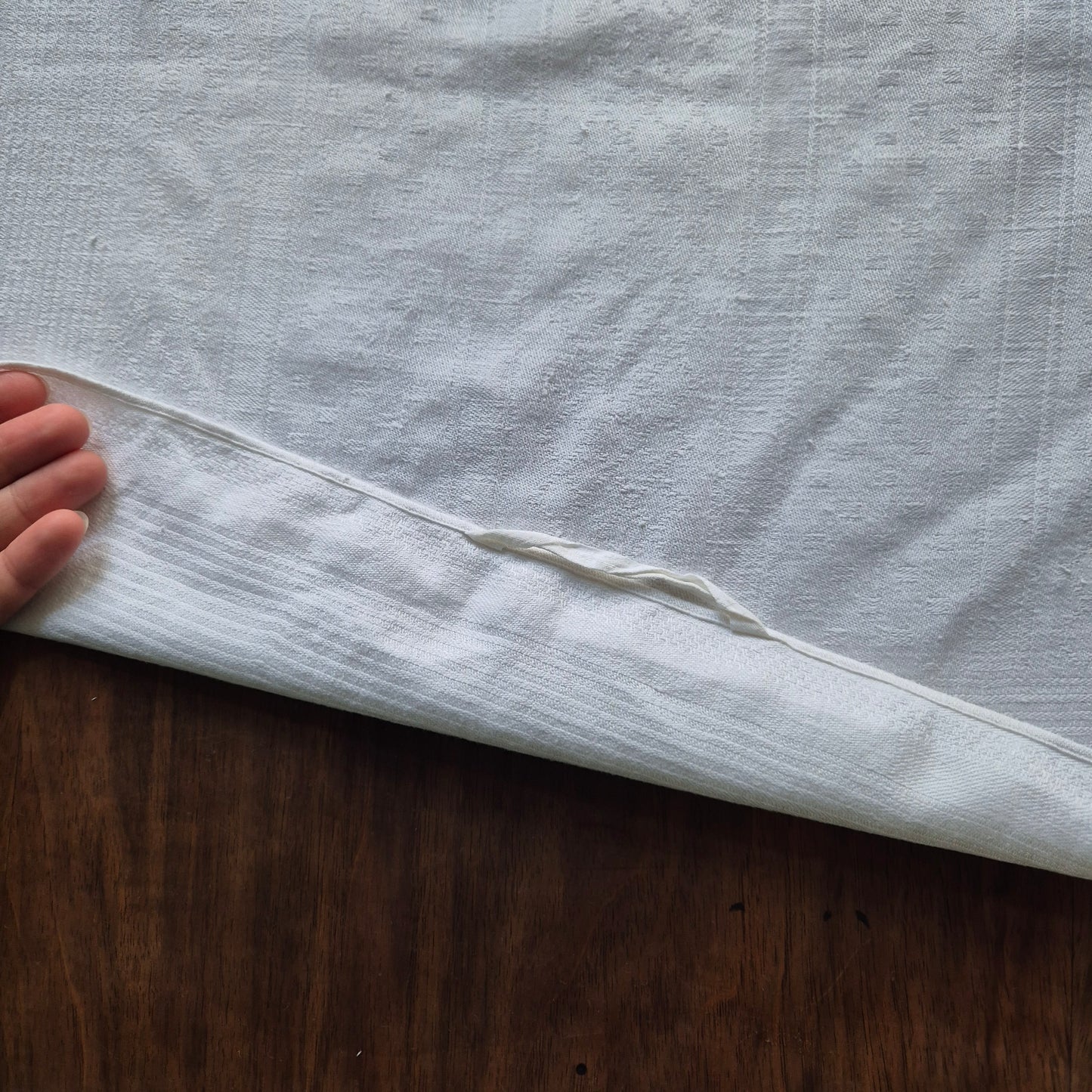 Antikes Jugendstil Küchen- & Geschirrtuch weiß Damast Baumwolle 48x108cm 🤍