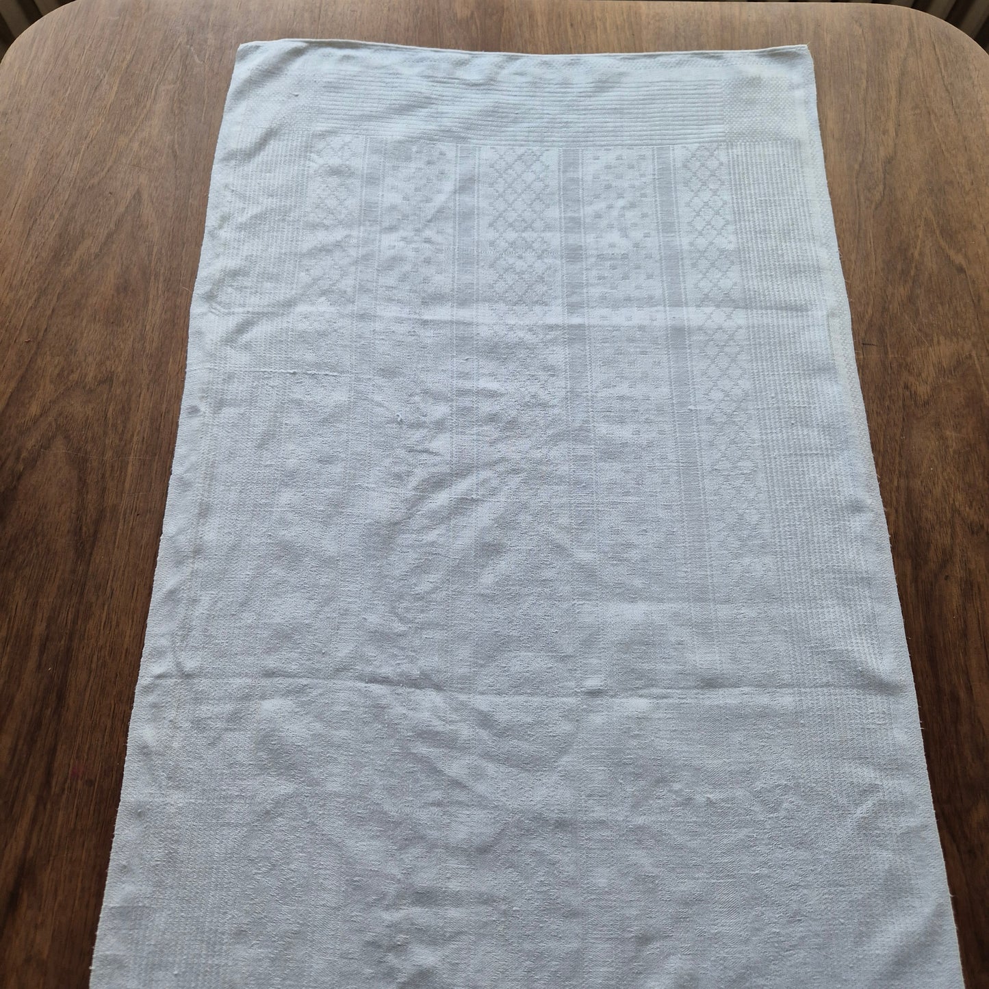 Antikes Jugendstil Küchen- & Geschirrtuch weiß Damast Baumwolle 48x108cm 🤍
