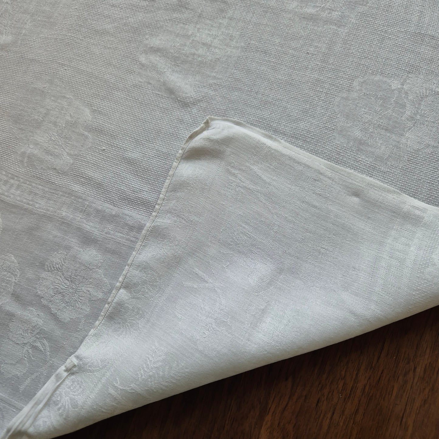 Antikes Jugendstil Küchen- & Geschirrhandtuch weiß Damast Baumwolle 57x125cm Monogramm H.S. 🤍